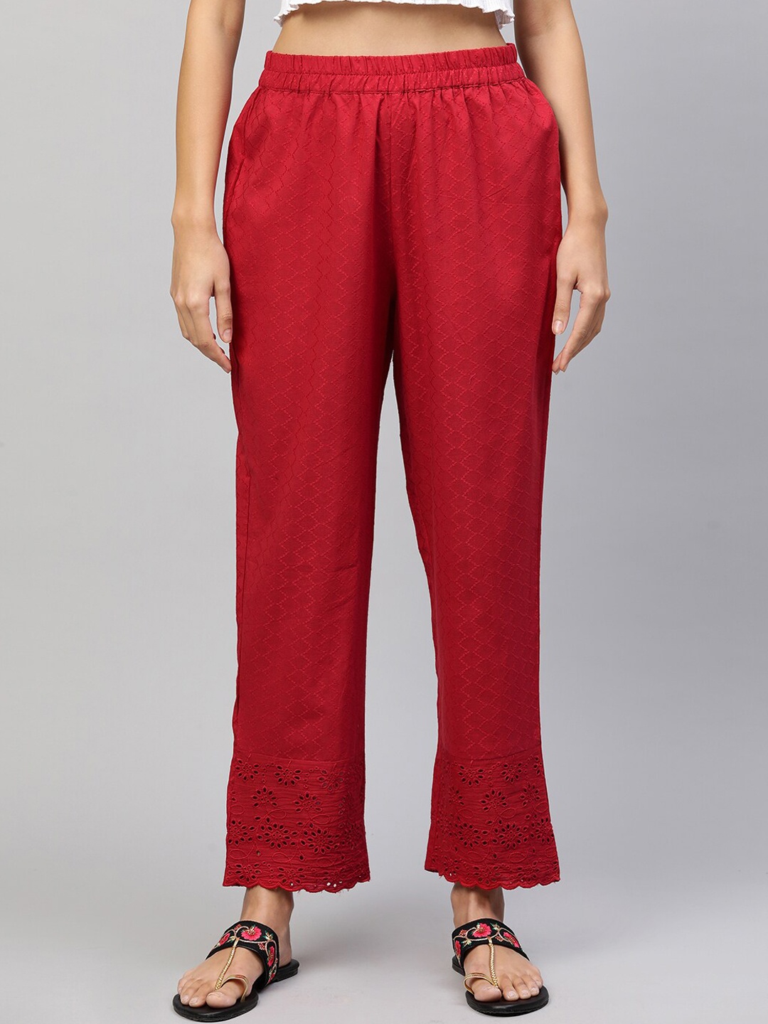 FASHOR Women Red Comfort Trousers