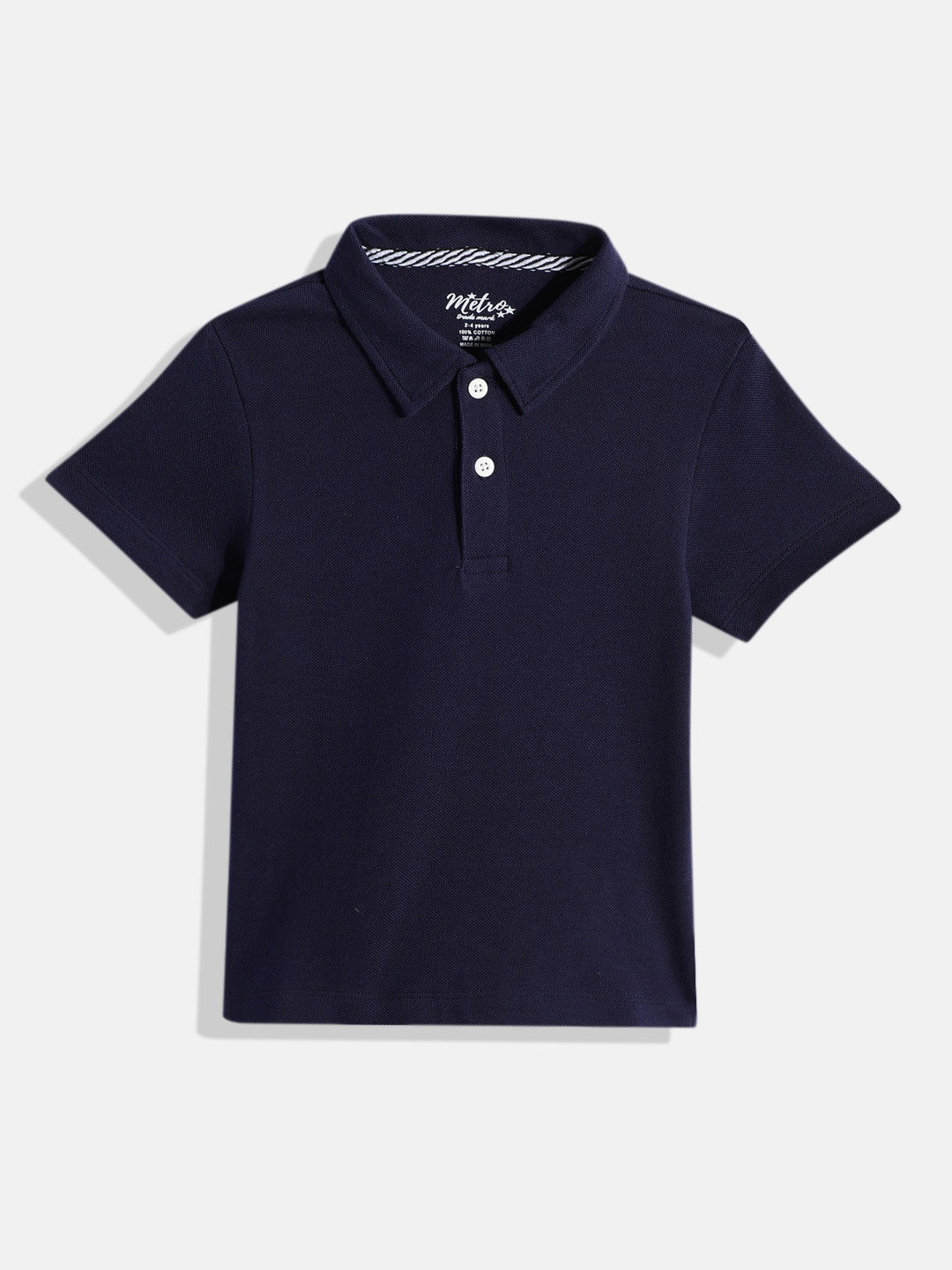METRO KIDS COMPANY Boys Navy Blue Solid Cotton Polo Collar T-shirt
METRO KIDS COMPANY Boys Navy Blue Solid Cotton Polo Collar T-shirt