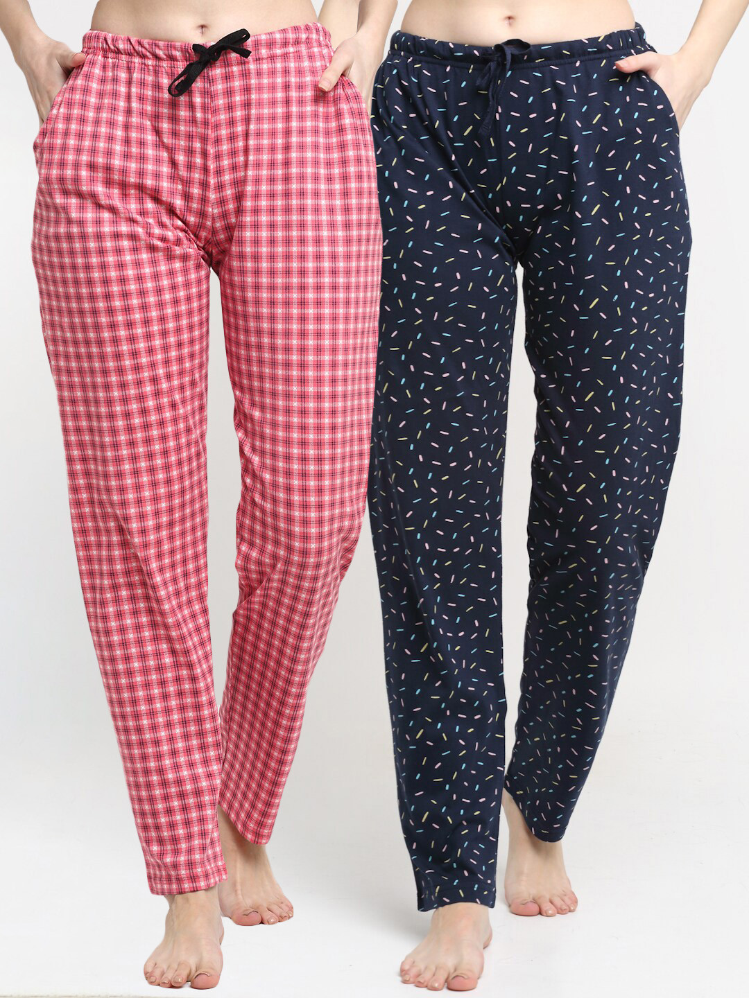 Kanvin Women Pack of 2 Printed Cotton Lounge Pants, Navy blue 
Kanvin Women Pack of 2 Printed Cotton Lounge Pants, Navy blue