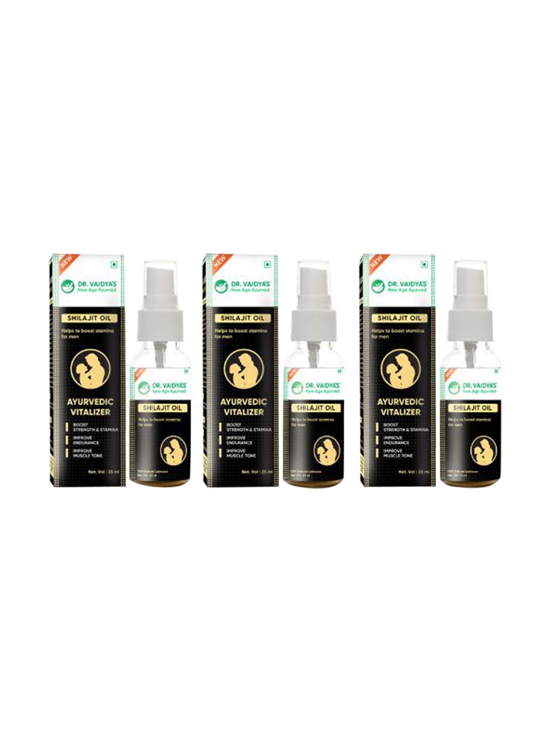 DR. VAIDYA'S Set of 3 Ayurvedic Vitalizer Shilajit Oil with Jaiphal - 25 ml Each, Black
DR. VAIDYA'S Set of 3 Ayurvedic Vitalizer Shilajit Oil with Jaiphal - 25 ml Each, Black