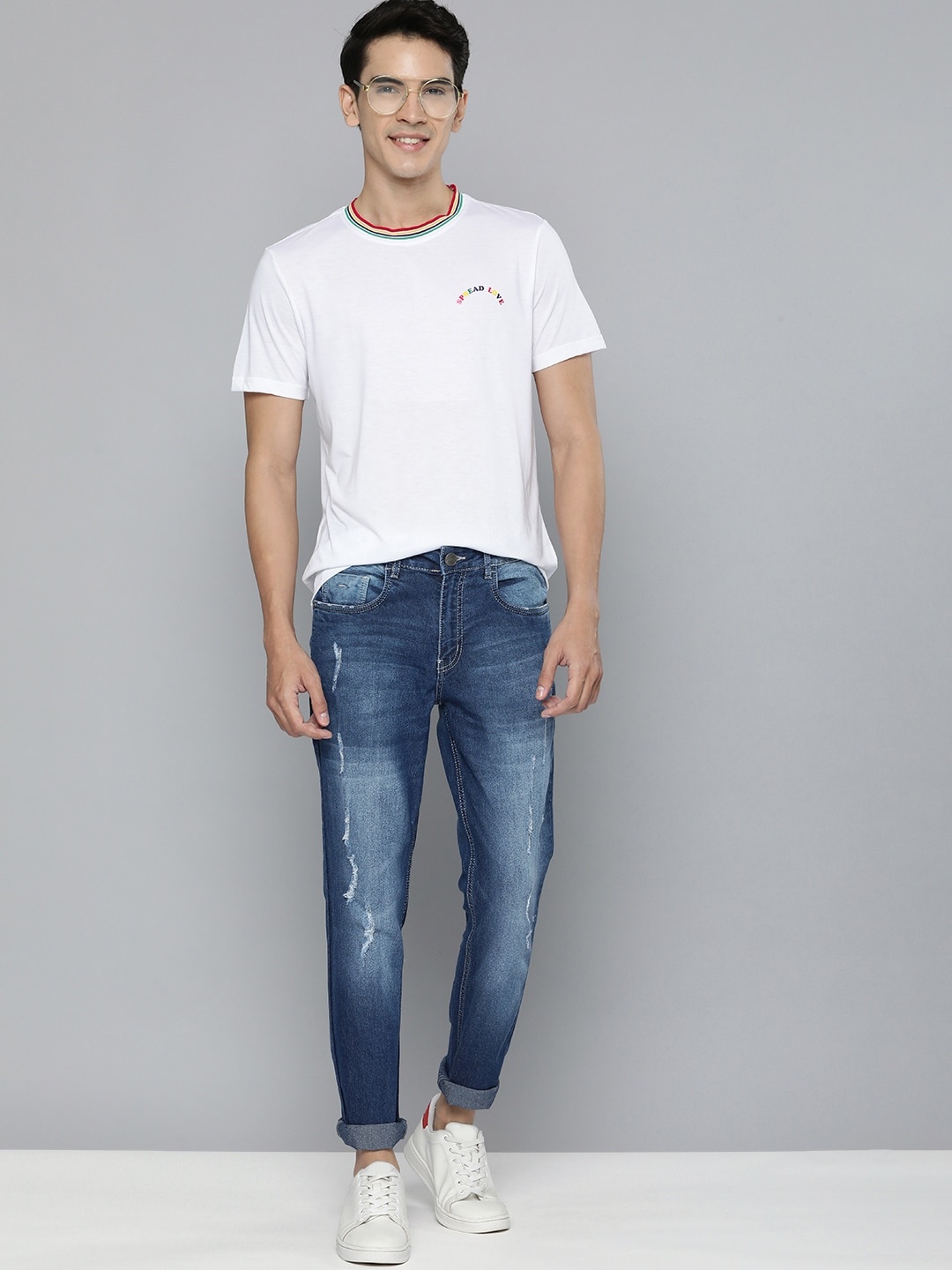 Mast & Harbour Men White Typography Printed T-shirt
