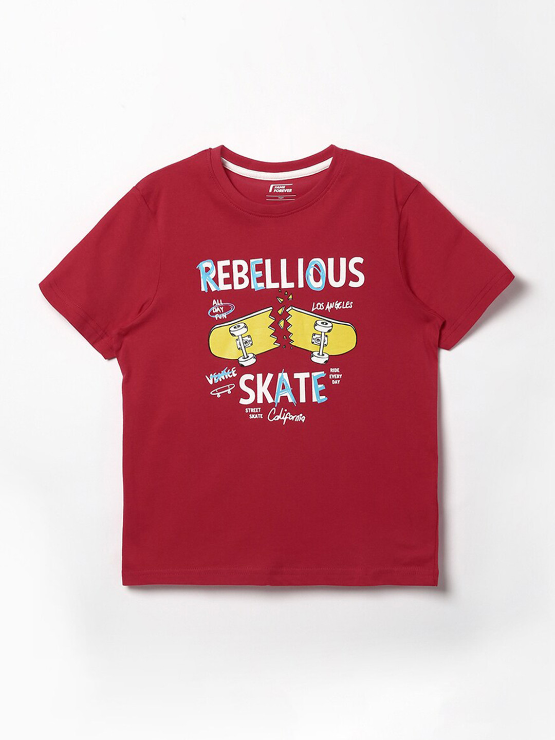 Fame Forever by Lifestyle Boys Red Typography Printed Pure Cotton T-shirt 
Fame Forever by Lifestyle Boys Red Typography Printed Pure Cotton T-shirt