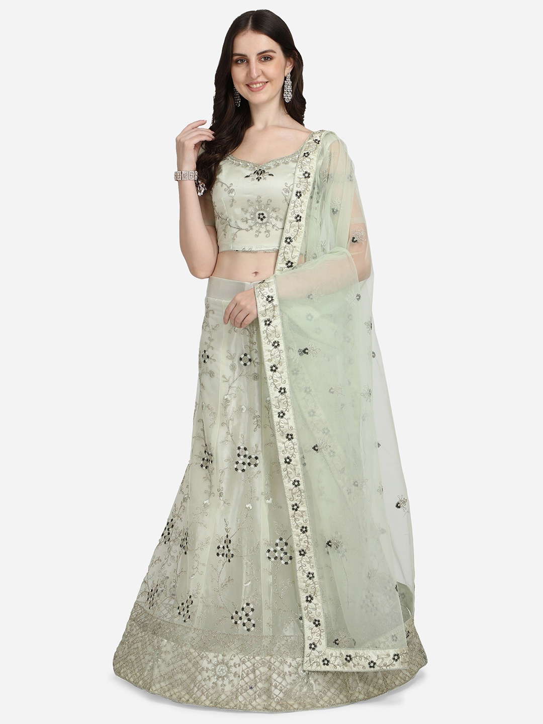 Netram Lime Green & Black Embroidered Semi-Stitched Lehenga & Unstitched Blouse With Dupatta
Netram Lime Green & Black Embroidered Semi-Stitched Lehenga & Unstitched Blouse With Dupatta