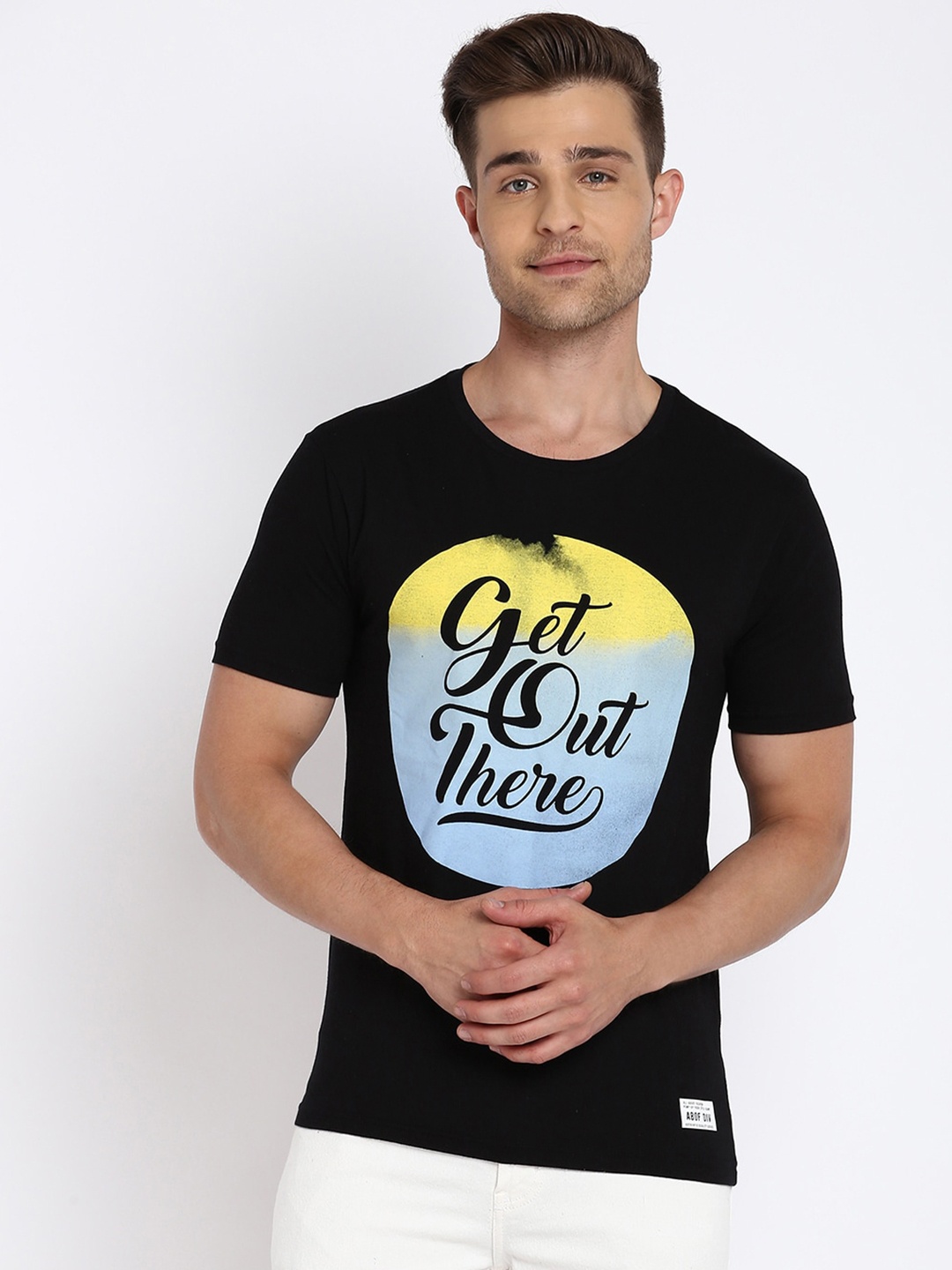 abof Men Black Printed T-shirt