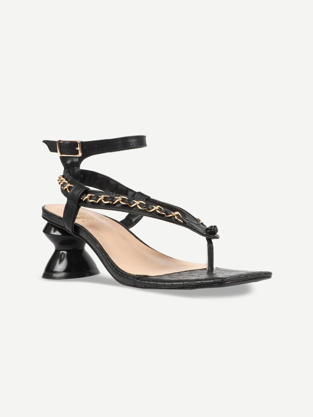 Carlton London Black Textured Kitten Pumps