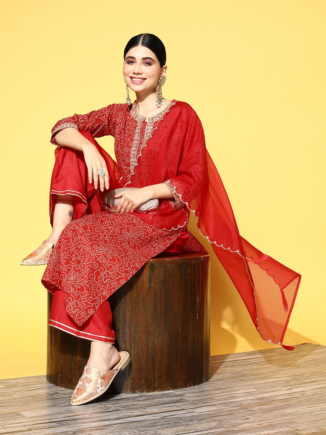 Indo Era Women Red Ethnic Motifs Printed Gotta Patti Pure Cotton Kurta with Trousers
Indo Era Women Red Ethnic Motifs Printed Gotta Patti Pure Cotton Kurta with Trousers