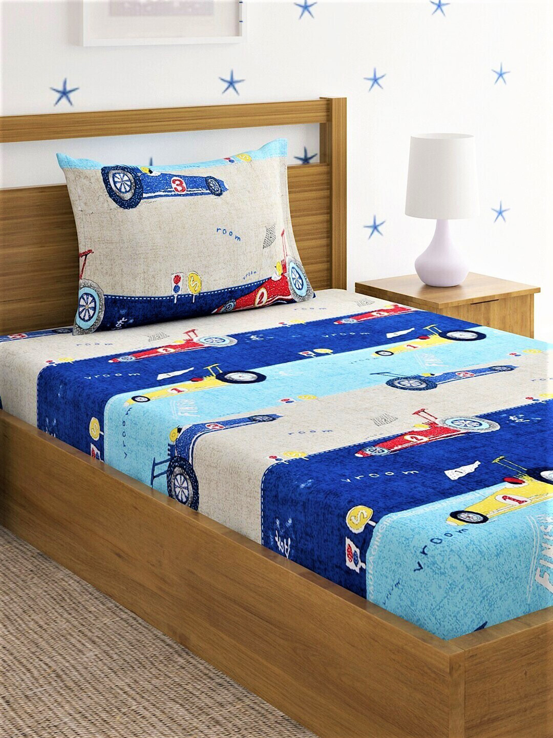 Home Sizzler Blue & Yellow Cartoon Characters 210 TC Single Bedsheet with 1 Pillow Covers
Home Sizzler Blue & Yellow Cartoon Characters 210 TC Single Bedsheet with 1 Pillow Covers