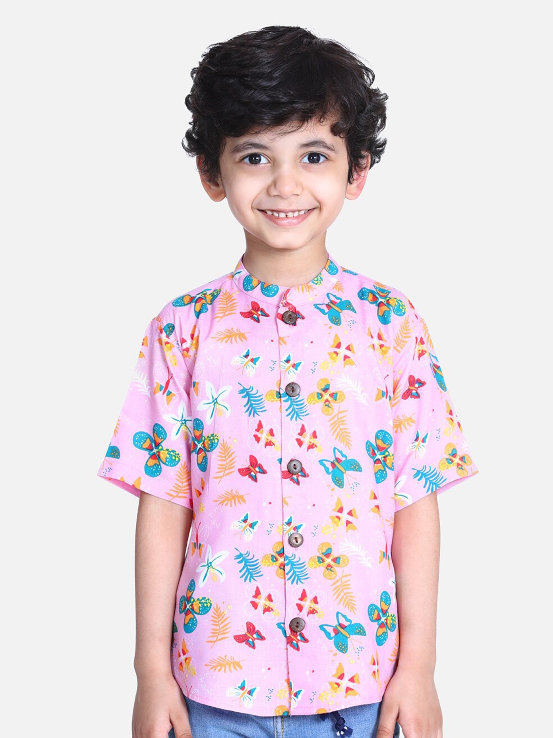Cutiekins Boys Pink Comfort Floral Printed Casual Shirt