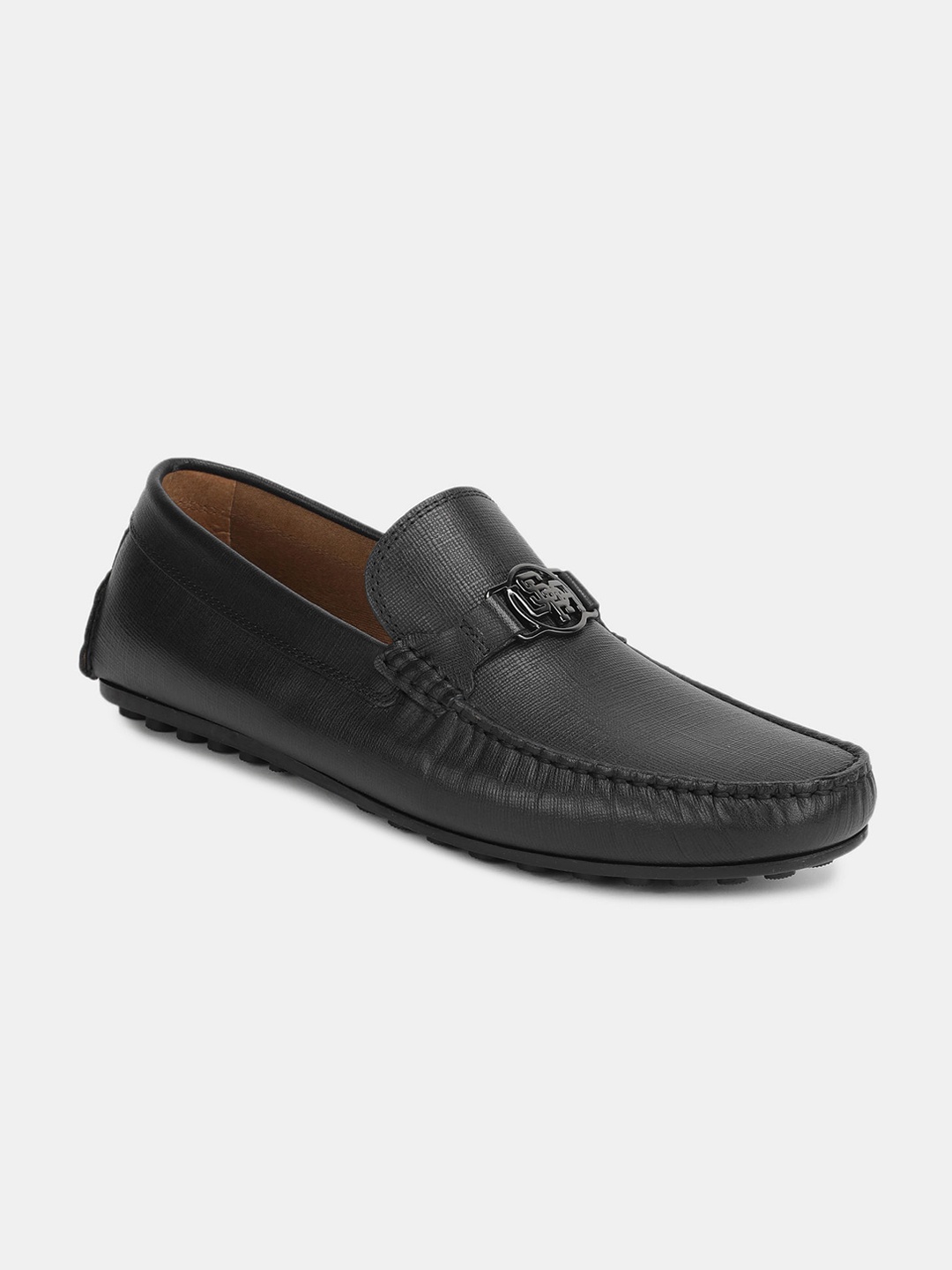 U S Polo Assn Men Black Leather Driving Shoes