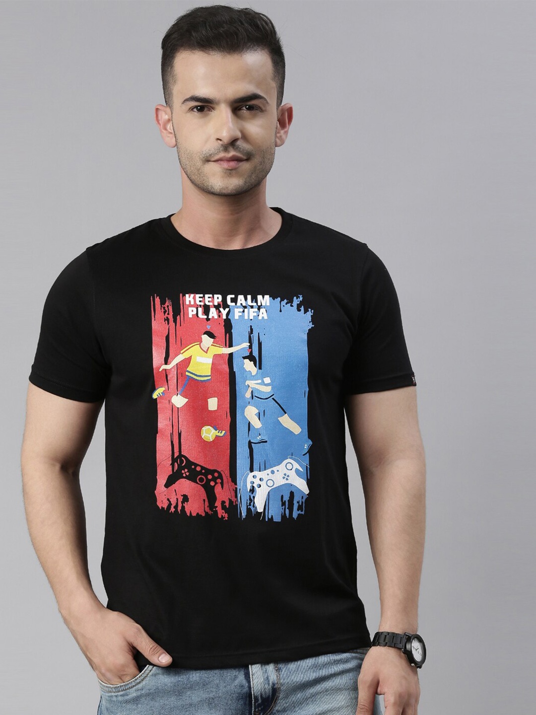 Bushirt Men Black Typography Printed T-shirt