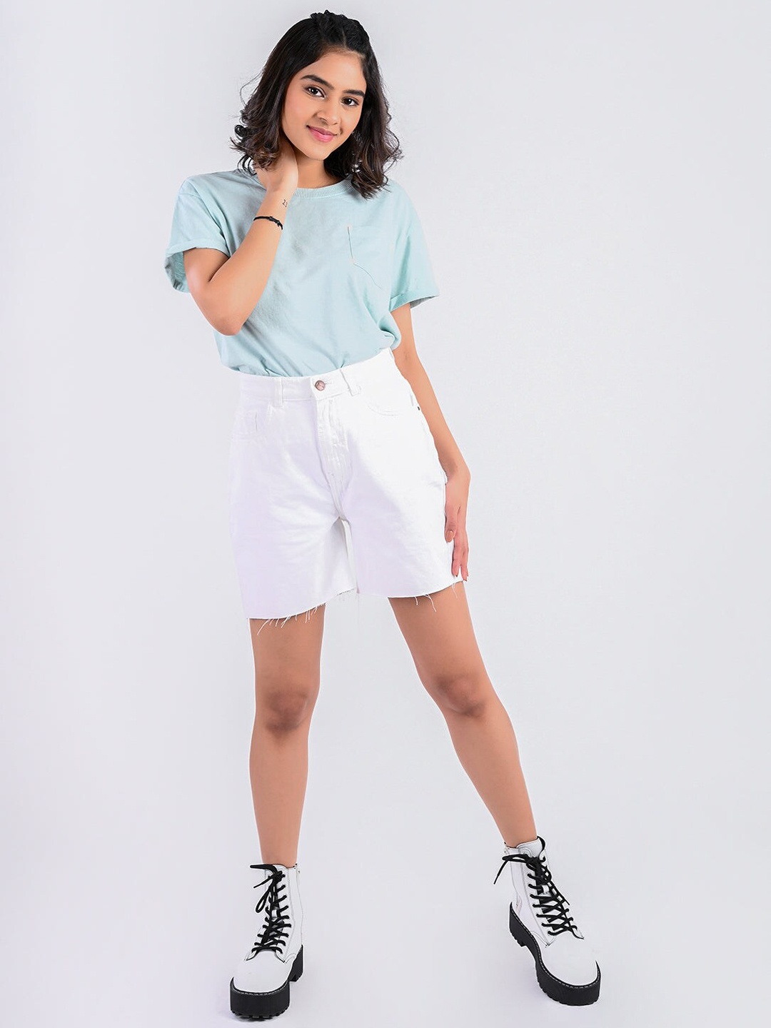 FREAKINS Women White Solid Shorts