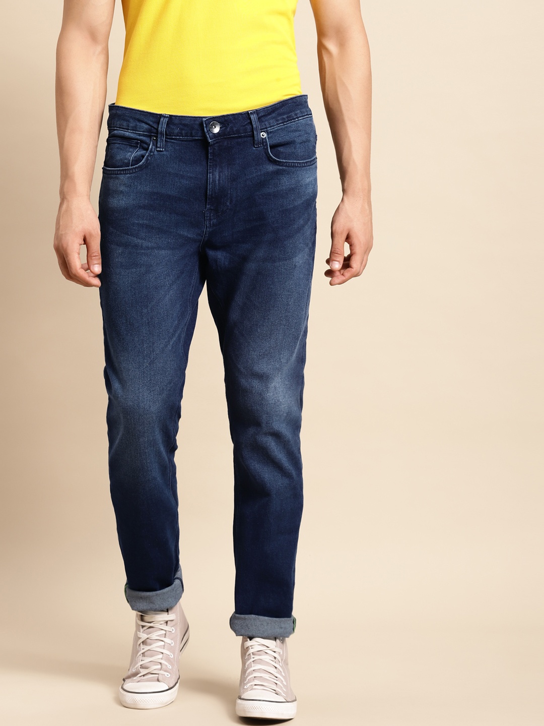 United Colors of Benetton Men Navy Blue Skinny Fit Light Fade Jeans