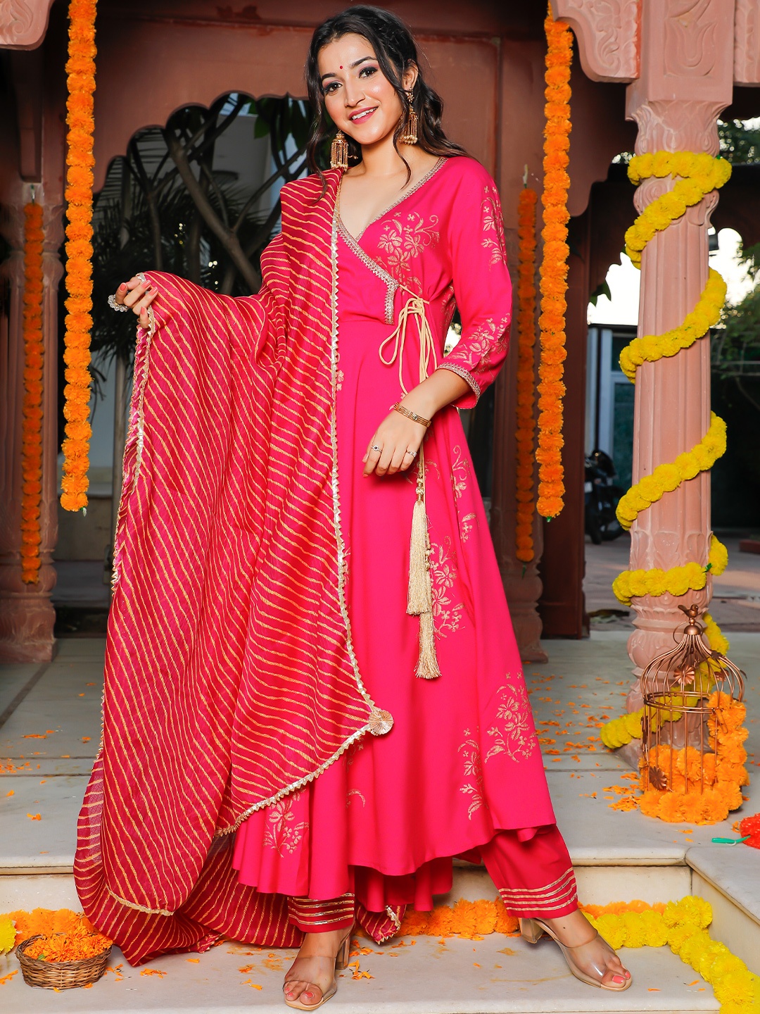 Indi INSIDE Women Pink Embroidered Angrakha Gotta Patti Kurta with Trousers & With Dupatta
Indi INSIDE Women Pink Embroidered Angrakha Gotta Patti Kurta with Trousers & With Dupatta