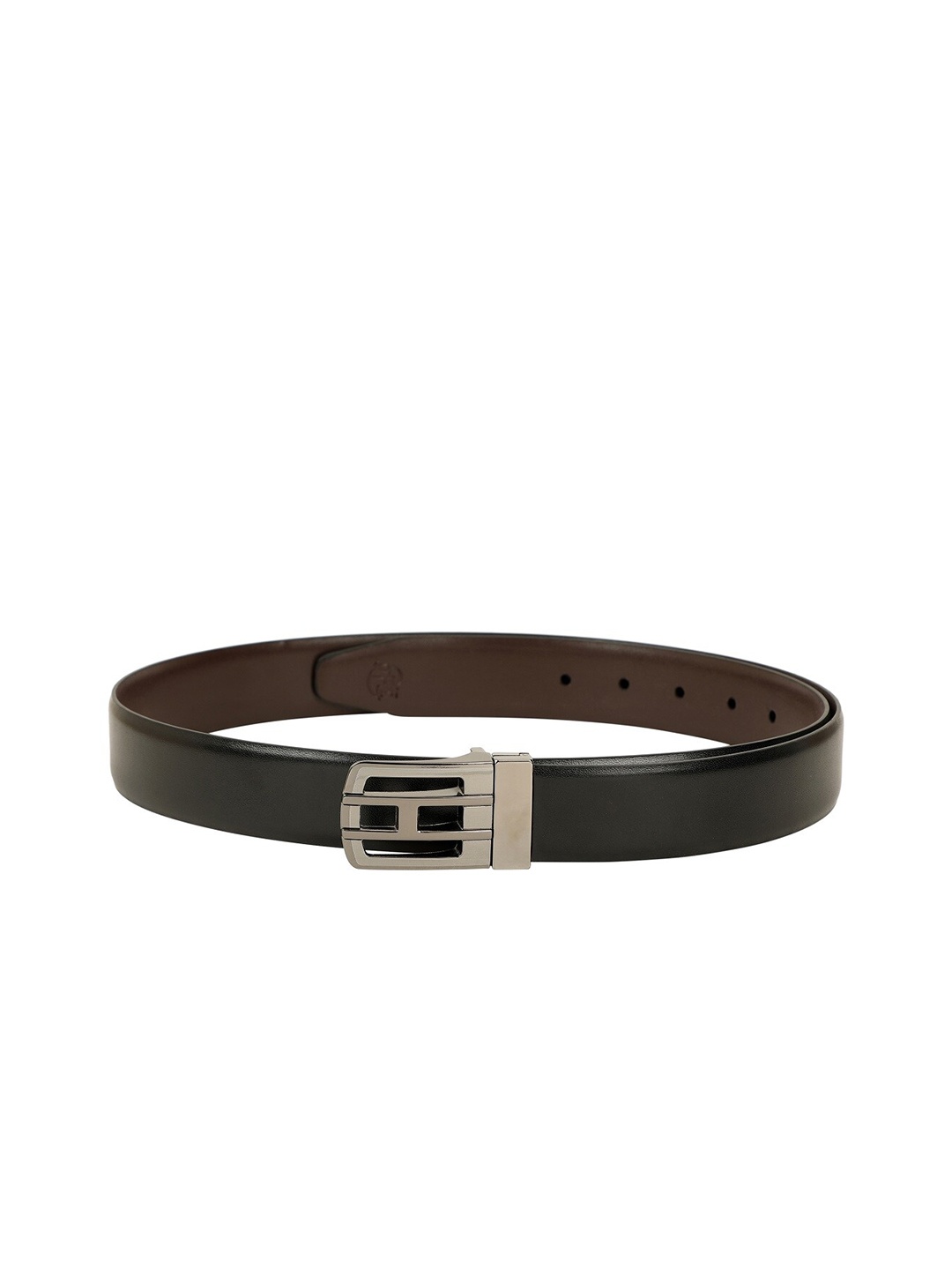 ZEVORA Men Black & Brown Textured PU Reversible Formal Belt