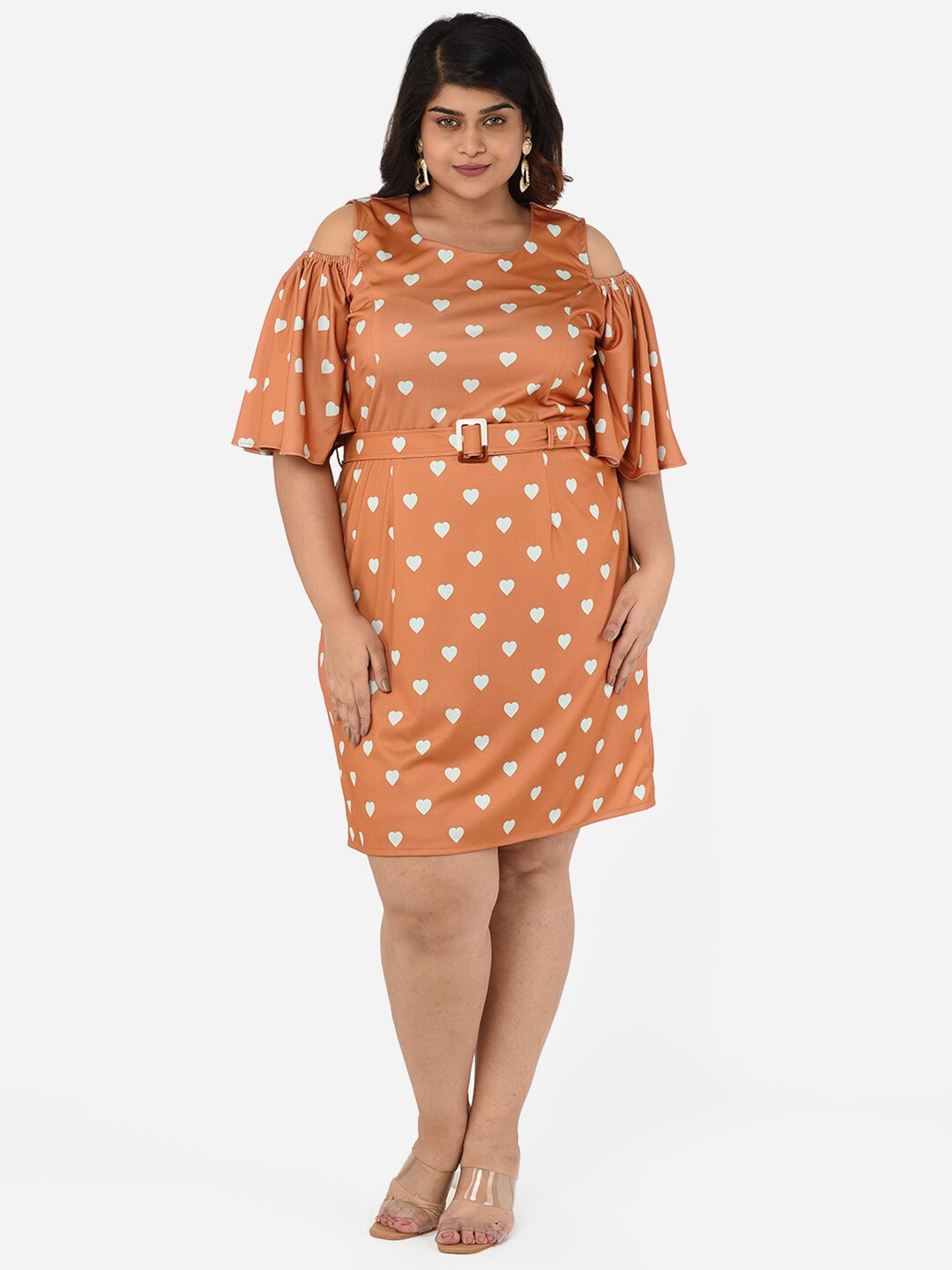 Curvy Clan Plus Size Brown Scuba A-Line Dress