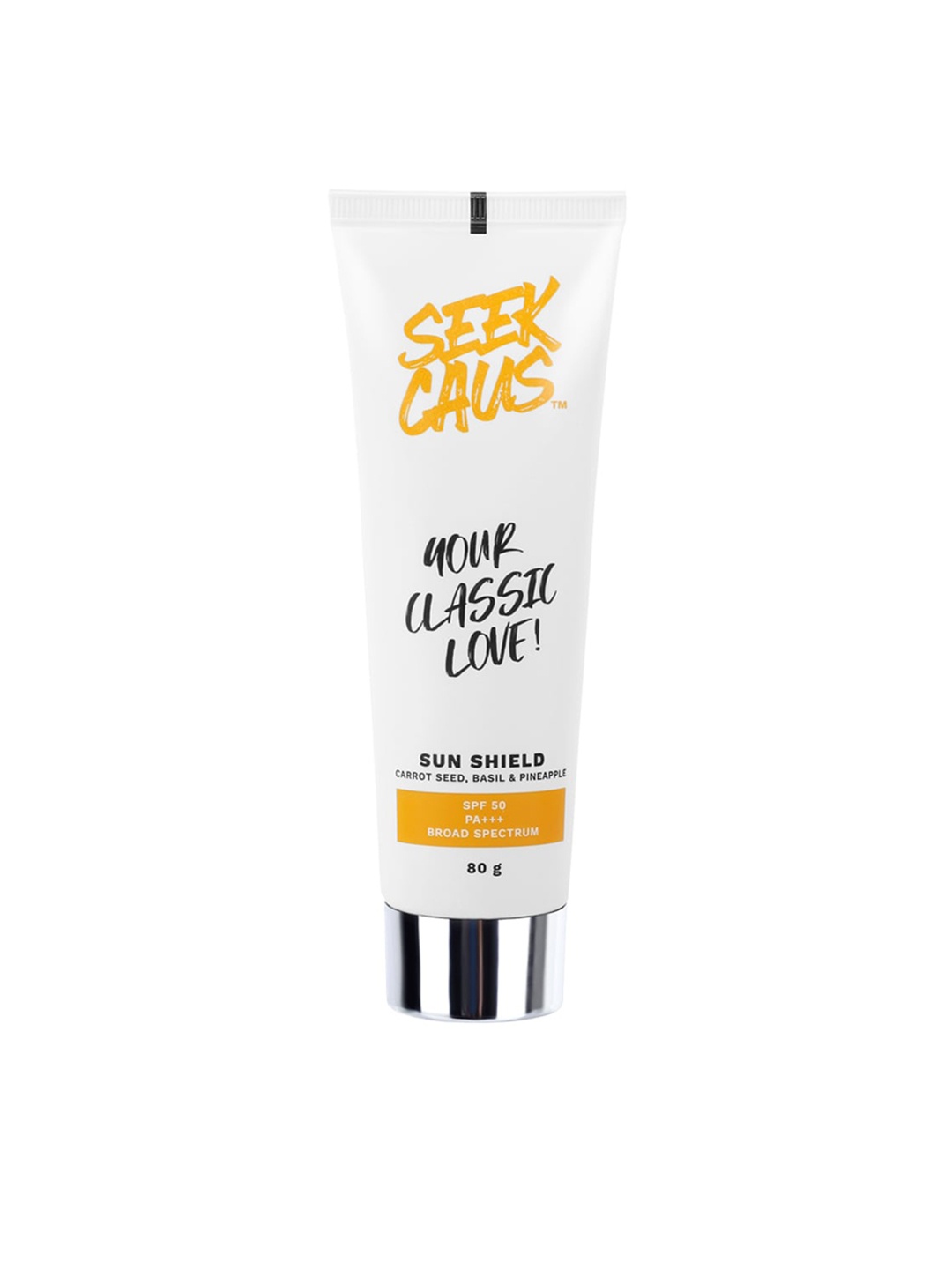 SEEKCAUS Your Classic Love Sun Shield SPF 50 Broad Spectrum Sunscreen with Basil 80 ml, White
SEEKCAUS Your Classic Love Sun Shield SPF 50 Broad Spectrum Sunscreen with Basil 80 ml, White