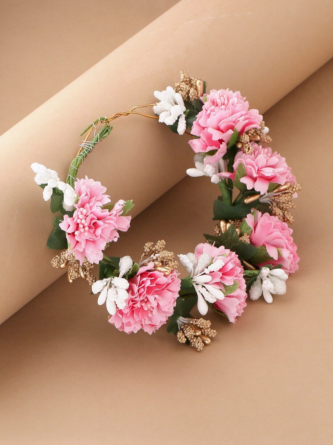 VIRAASI Women Pink & White Embellished Hair Accessory