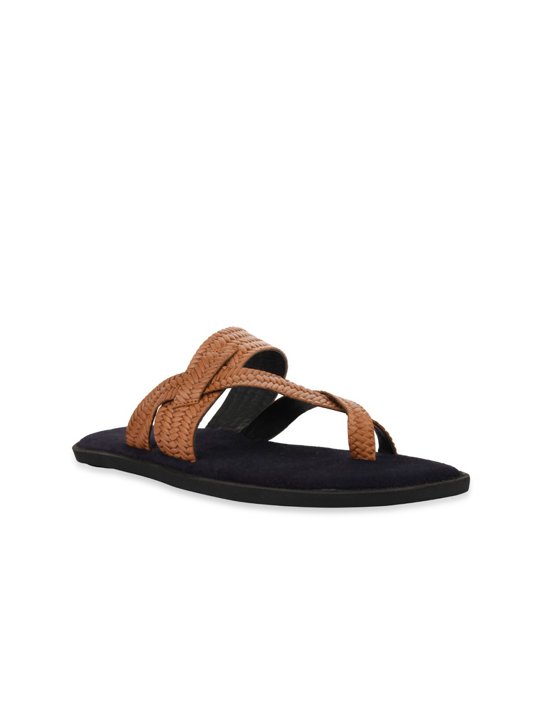 SKO Men Brown Leather Comfort Sandals