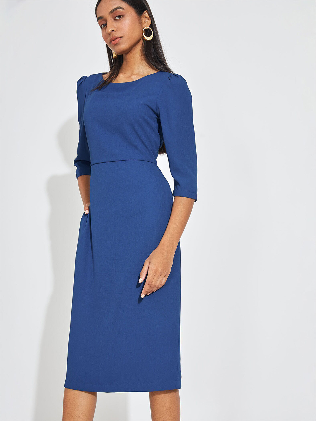 The Label Life Blue Cobalt Puff Sleeve Midi Dress 
The Label Life Blue Cobalt Puff Sleeve Midi Dress