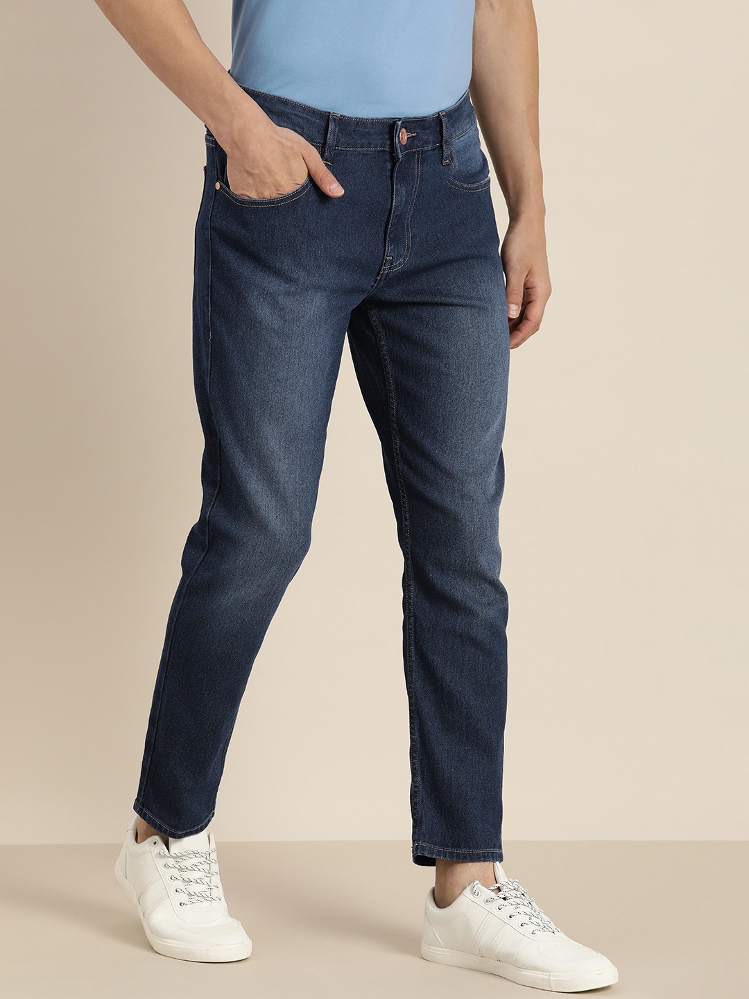 ether Men Blue Slim Fit Light Fade Jeans