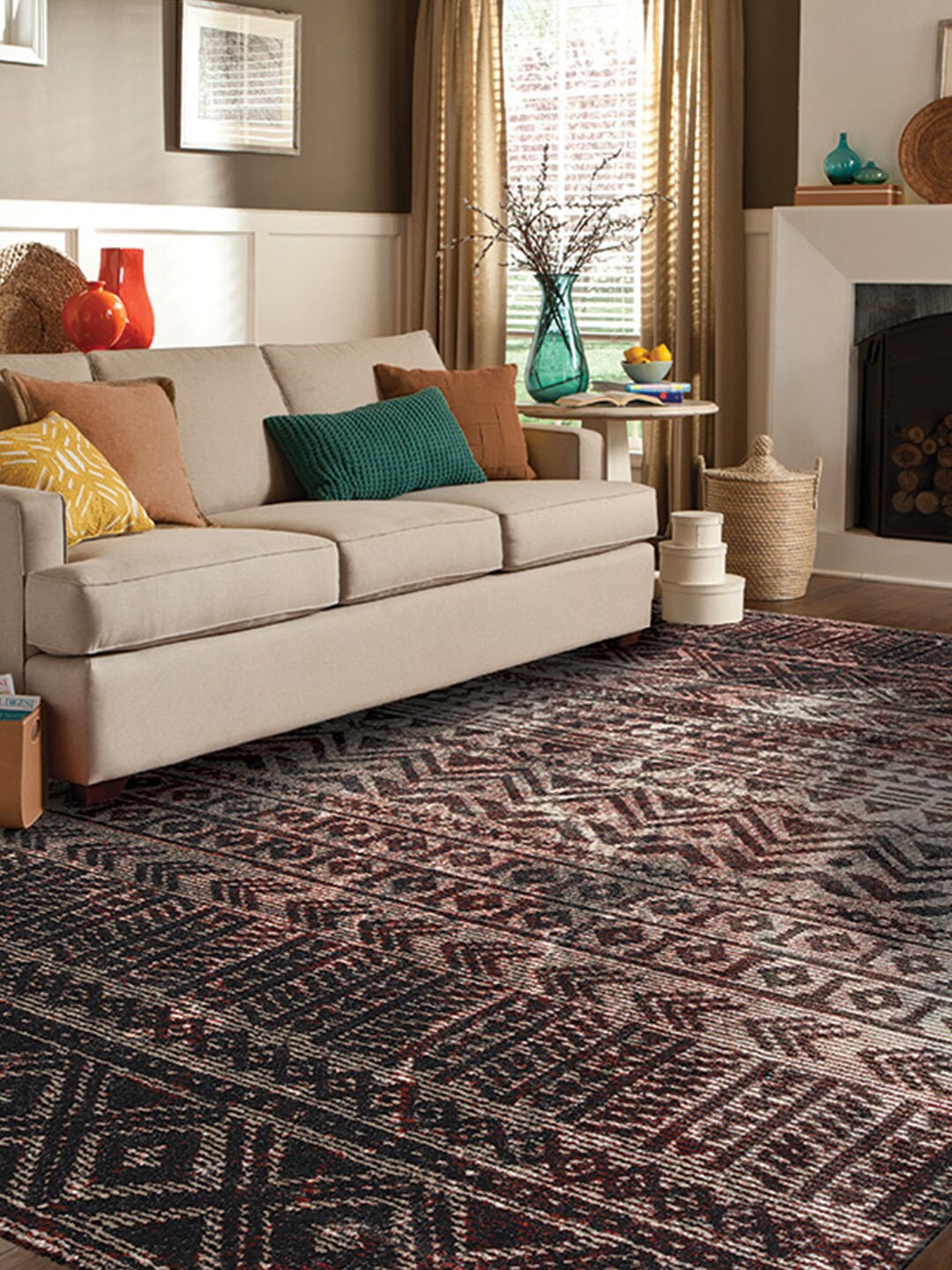 DDecor Red & Beige Geometric Carpet