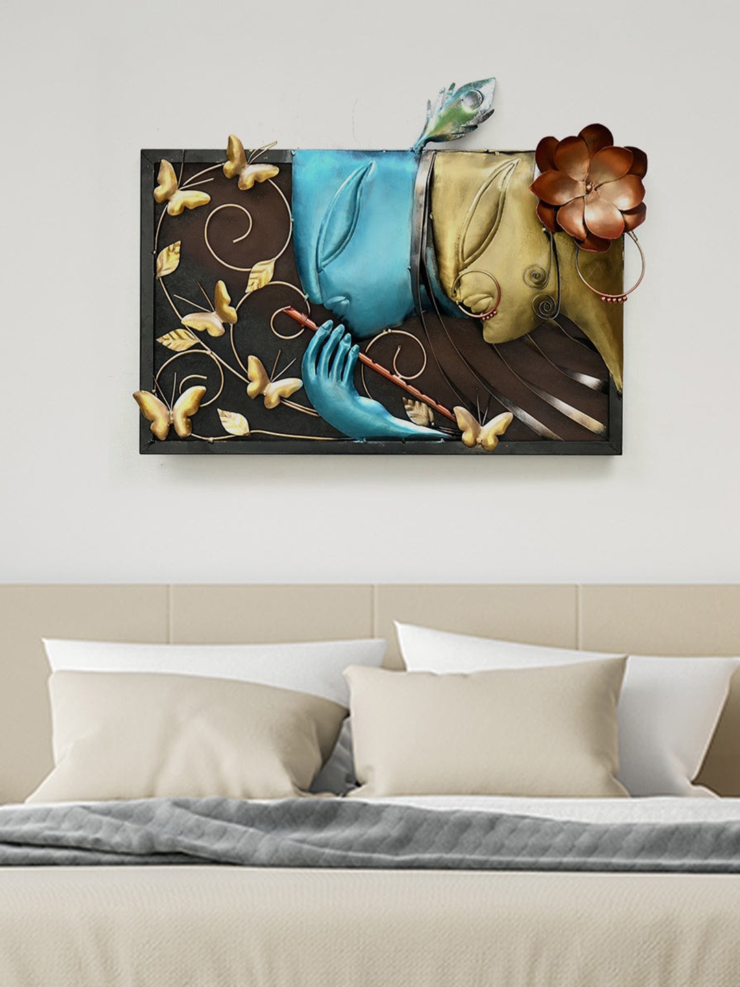 Athome by Nilkamal Brown & Gold-Toned Radha Krishna Wall Dcor