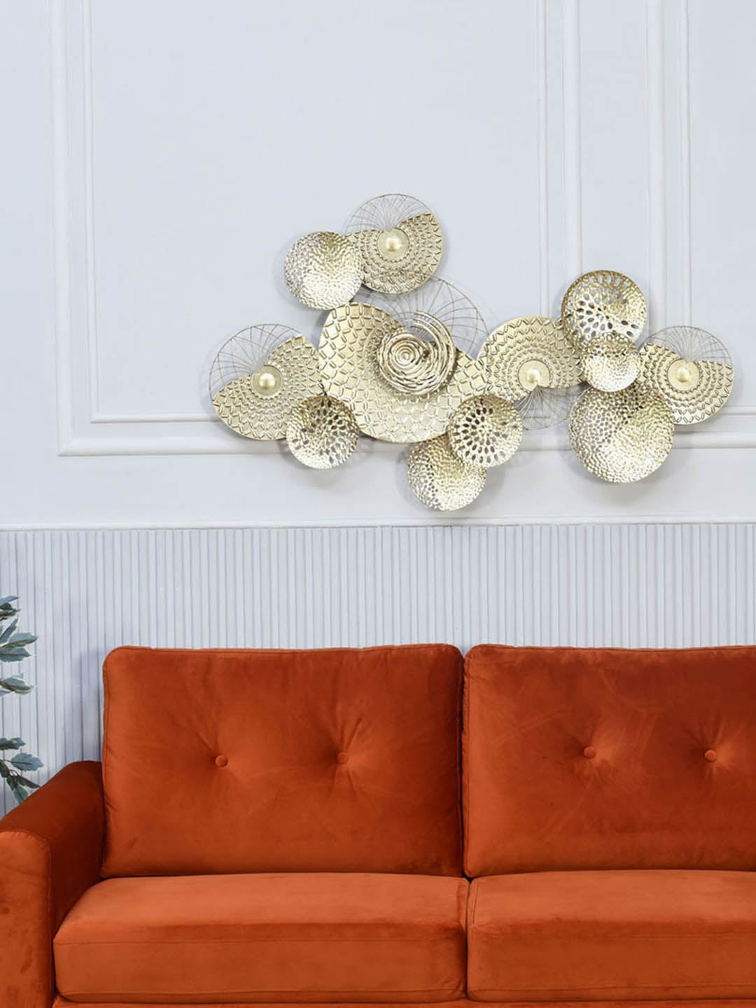 Athome by Nilkamal Gold Abstract Wall Decor
