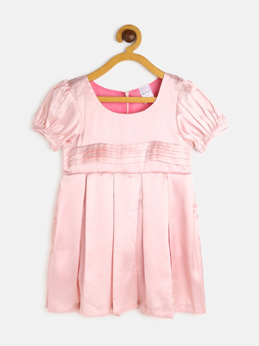MANET Pink Satin A-Line Dress