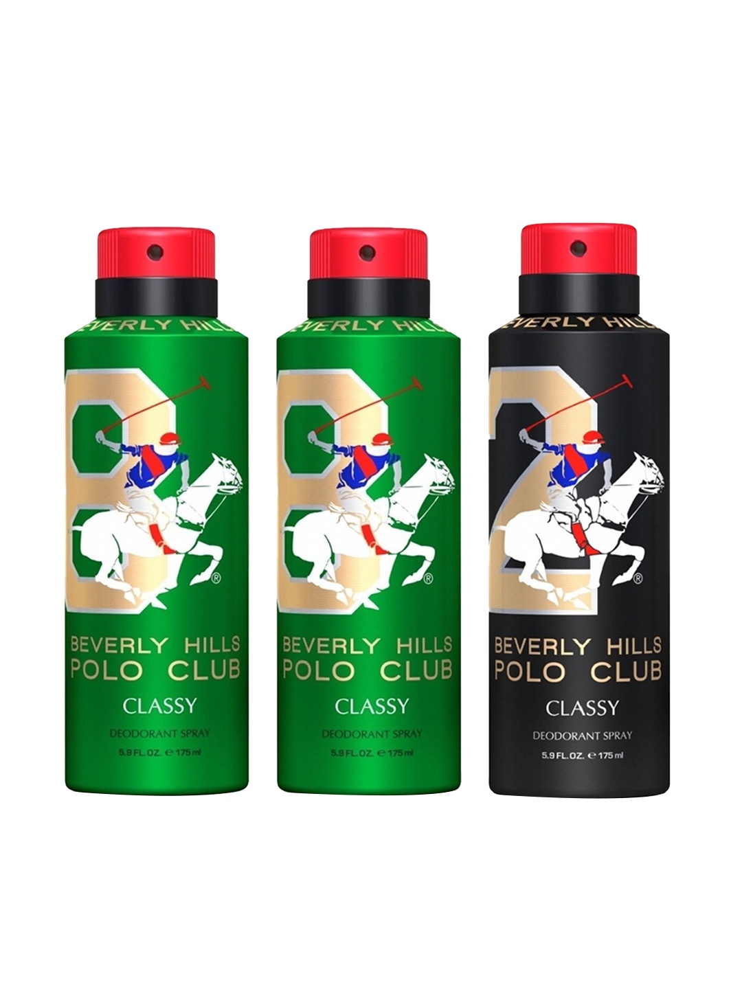 Beverly Hills Polo Club Men Set of 3 Classy Deodorants - No.8 - No.2 - 175 ml Each, Green
Beverly Hills Polo Club Men Set of 3 Classy Deodorants - No.8 - No.2 - 175 ml Each, Green