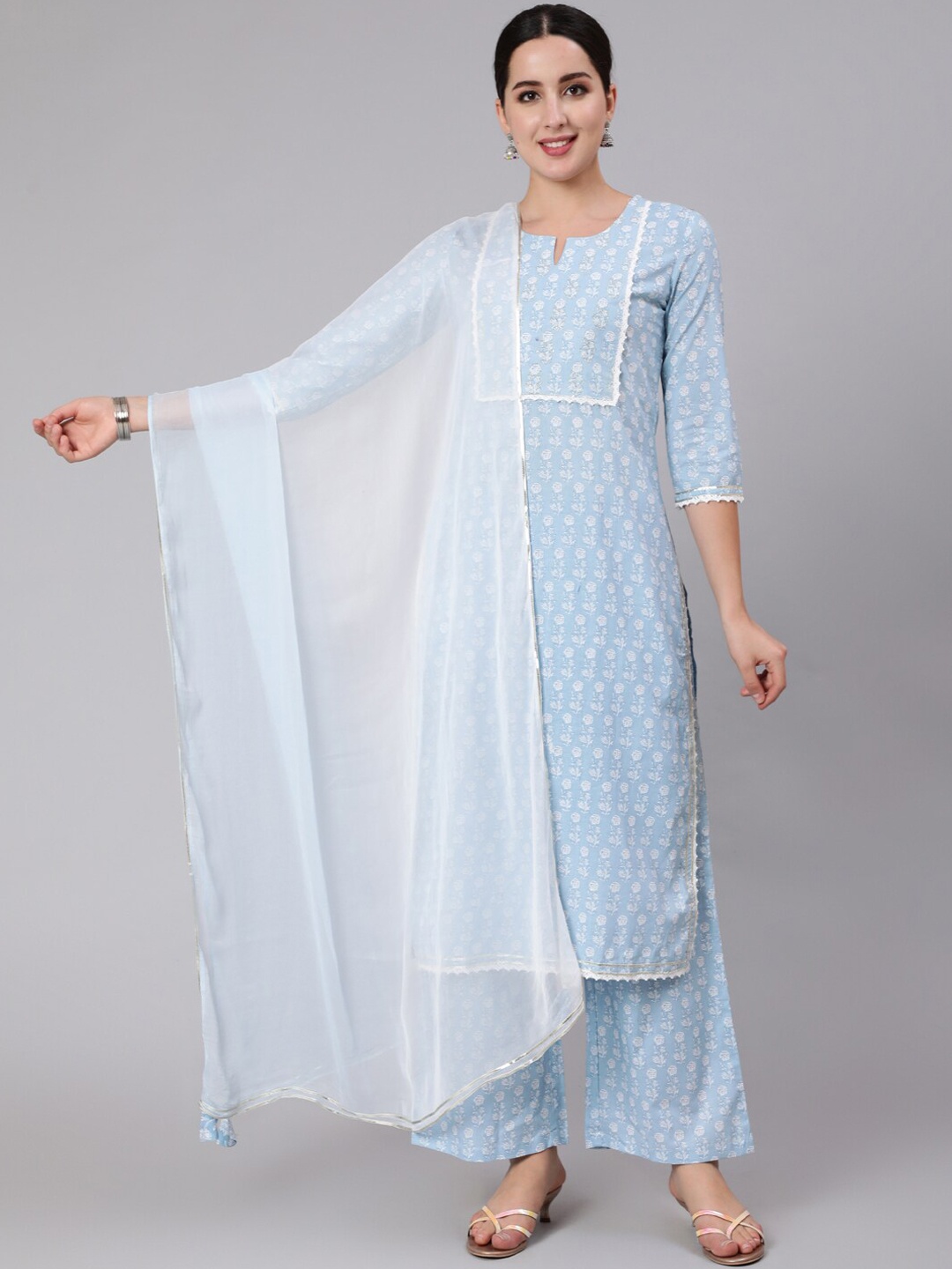 KIMAYRA Women Blue Ethnic Motifs Empire Pure Cotton Kurta with Trousers & With Dupatta
KIMAYRA Women Blue Ethnic Motifs Empire Pure Cotton Kurta with Trousers & With Dupatta