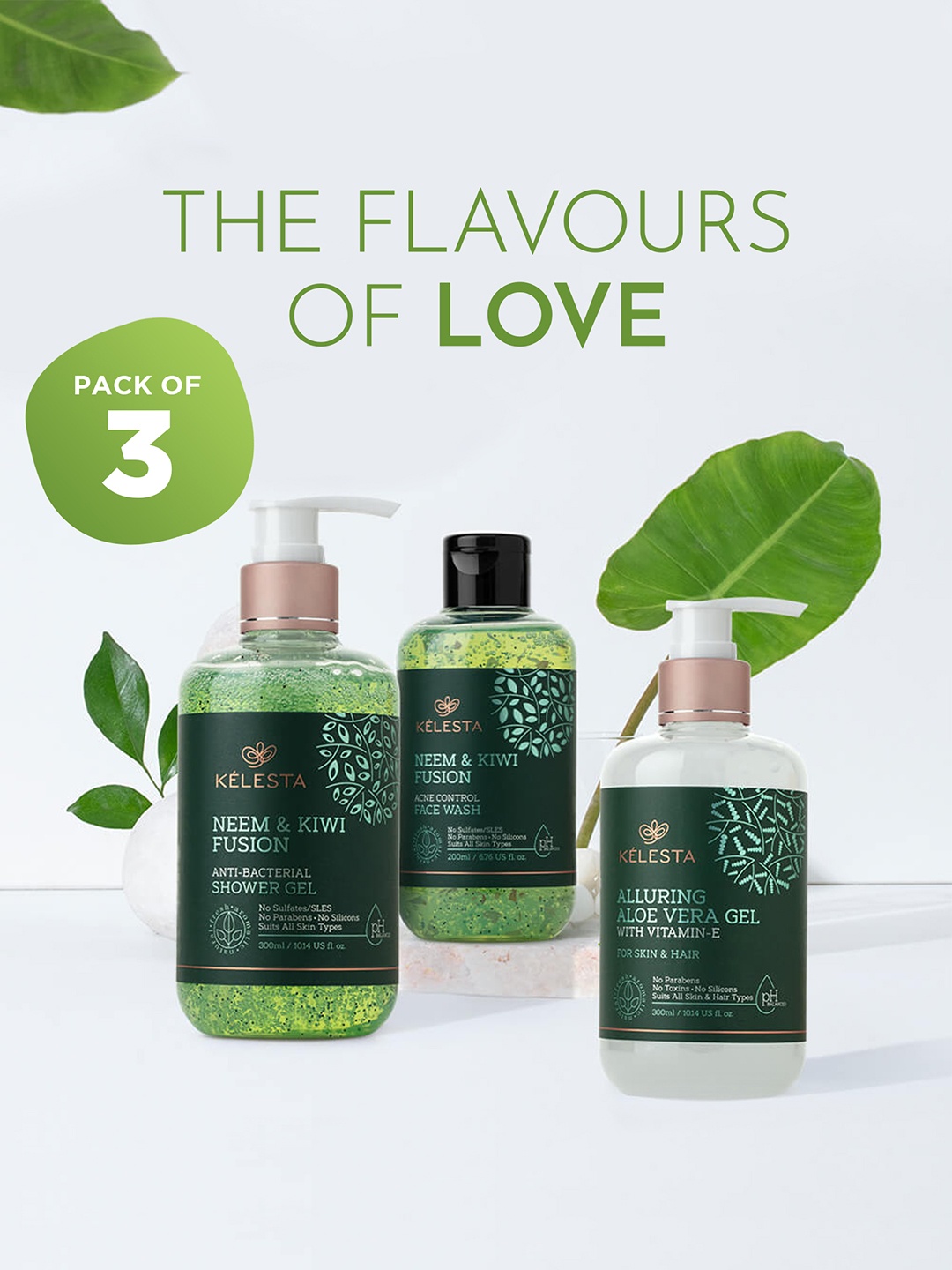 KELESTA Neem & Kiwi Fusion Face Wash 200ml+Shower Gel 300 ml+Alluring Aloe Vera Gel 300ml, Green
KELESTA Neem & Kiwi Fusion Face Wash 200ml+Shower Gel 300 ml+Alluring Aloe Vera Gel 300ml, Green