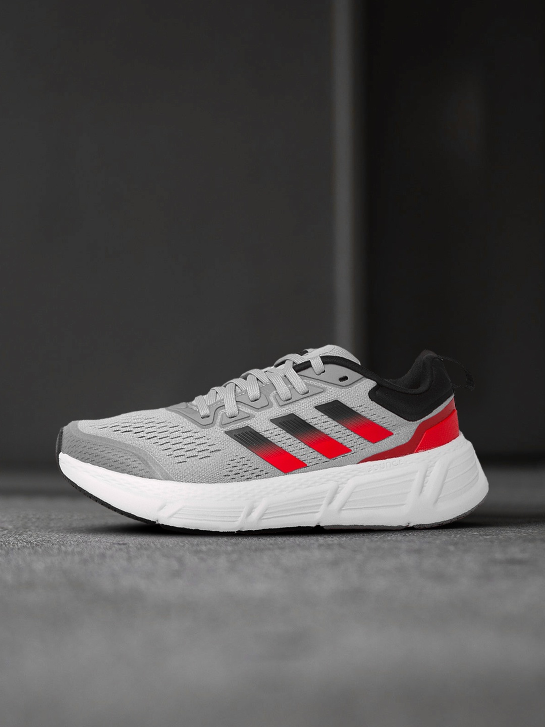 ADIDAS Men Grey Solid Woven Design Questar Running shoes