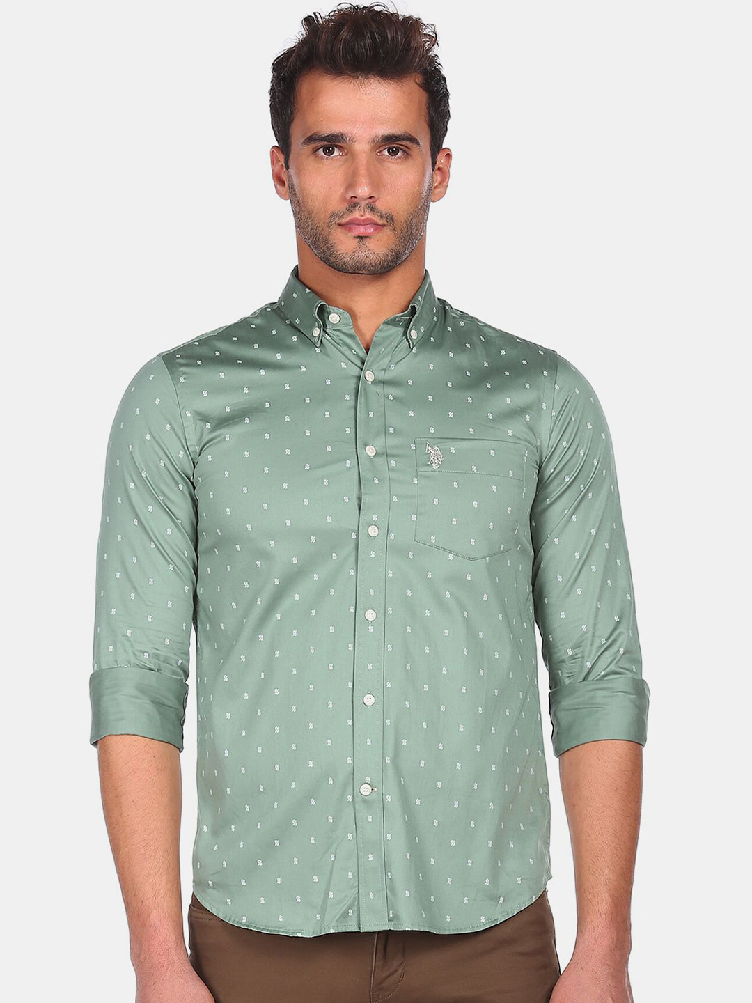 U S Polo Assn Men Green Printed Casual Shirt 
U S Polo Assn Men Green Printed Casual Shirt