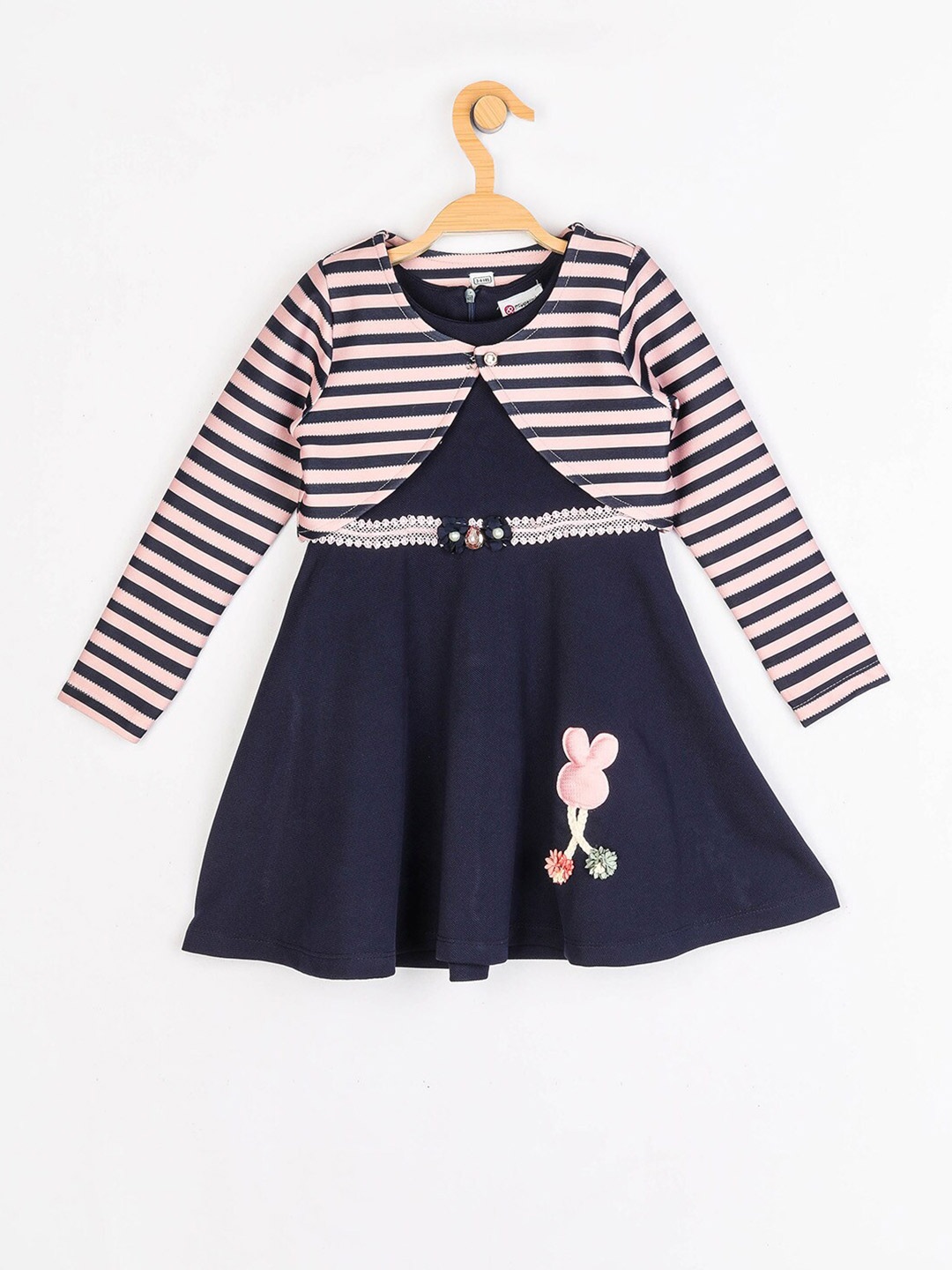 Peppermint Navy Blue Striped Satin Dress