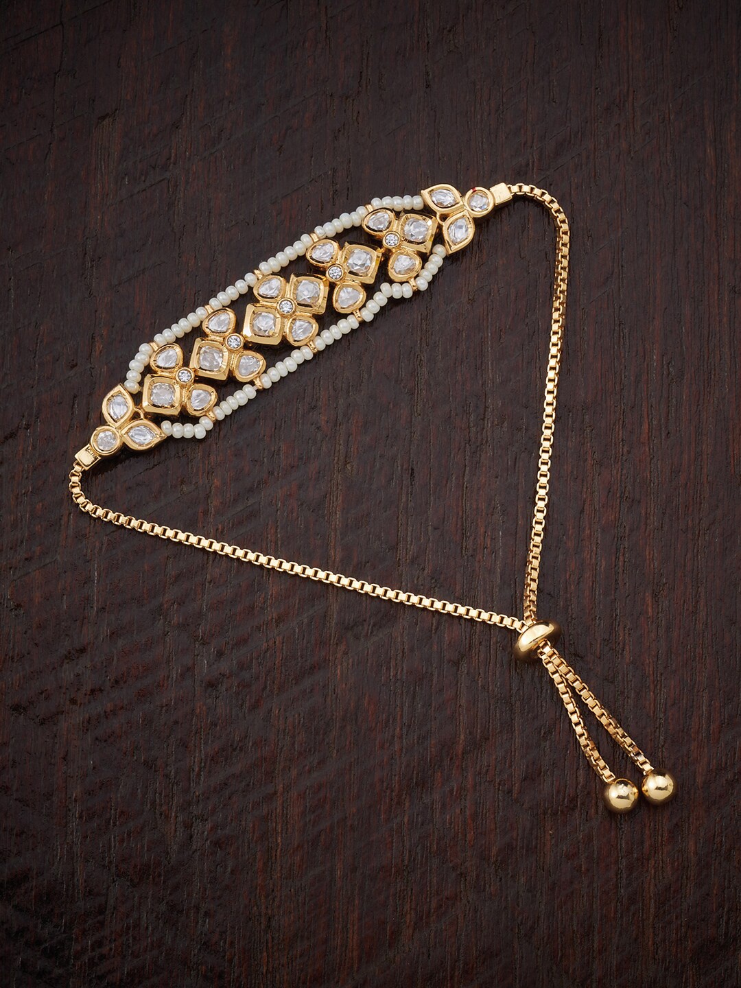 Kushal's Fashion Jewellery Women Gold-Toned & White Kundan Gold-Plated Wraparound Bracelet
Kushal's Fashion Jewellery Women Gold-Toned & White Kundan Gold-Plated Wraparound Bracelet