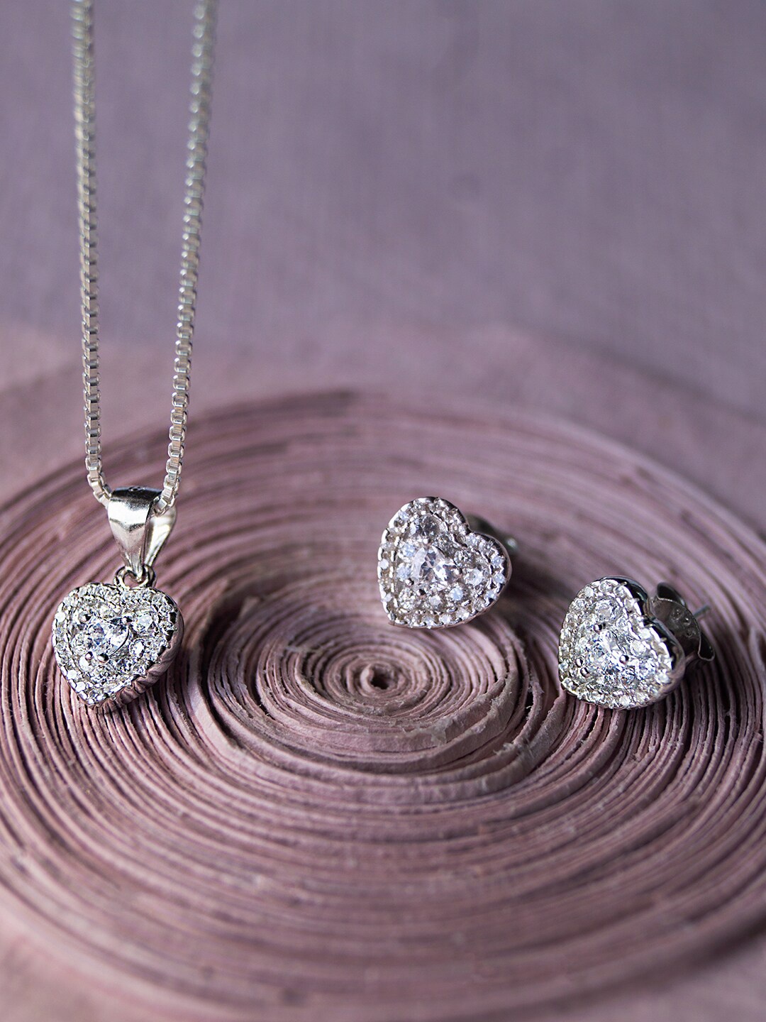 MANNASH 925 Sterling Silver Rhodium-Plated Heart Shaped Silver CZ Studded Jewellery Set
MANNASH 925 Sterling Silver Rhodium-Plated Heart Shaped Silver CZ Studded Jewellery Set