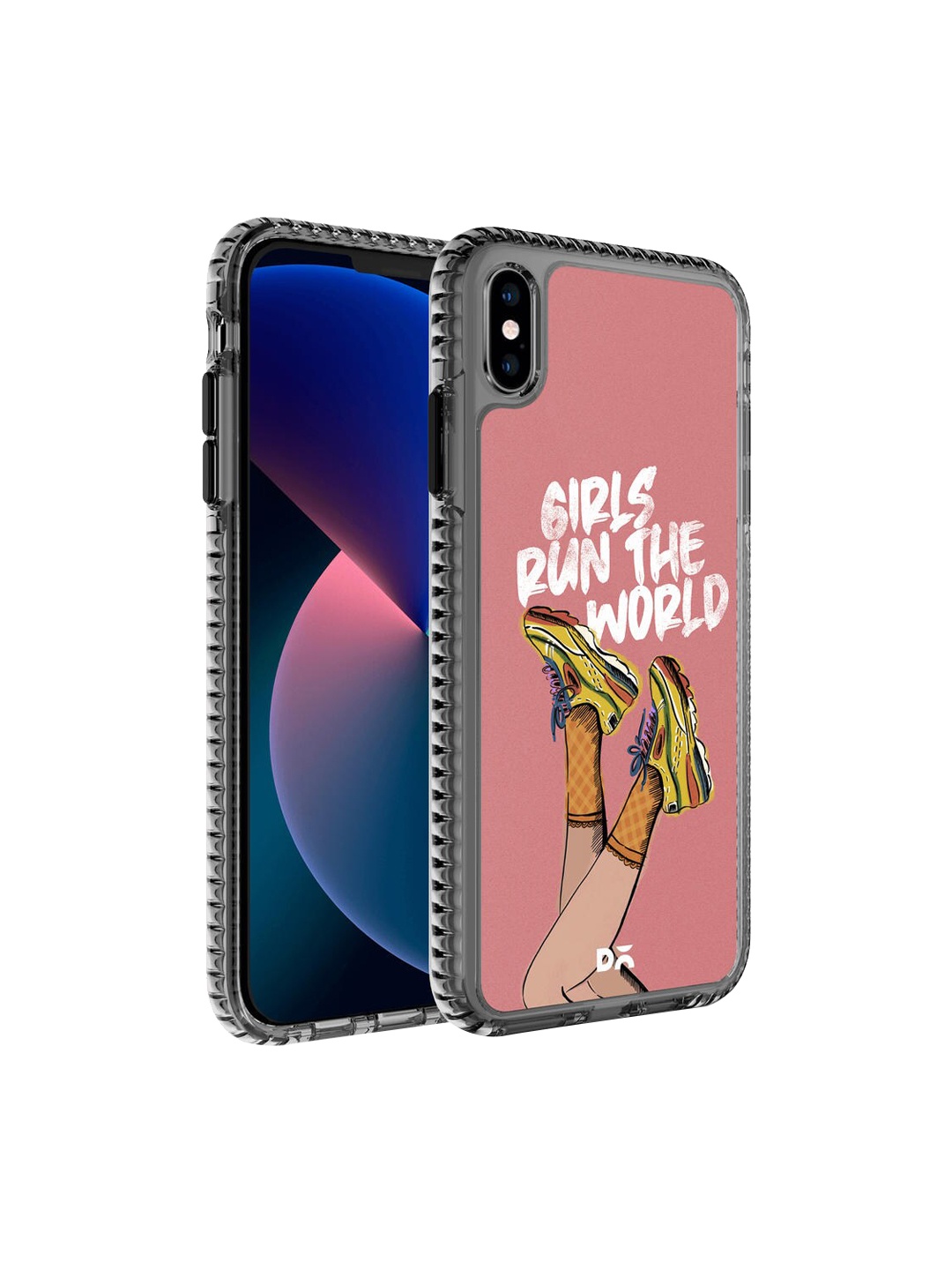 DailyObjects Black & Pink Printed Girls Run The World Stride iPhone X Phone Case