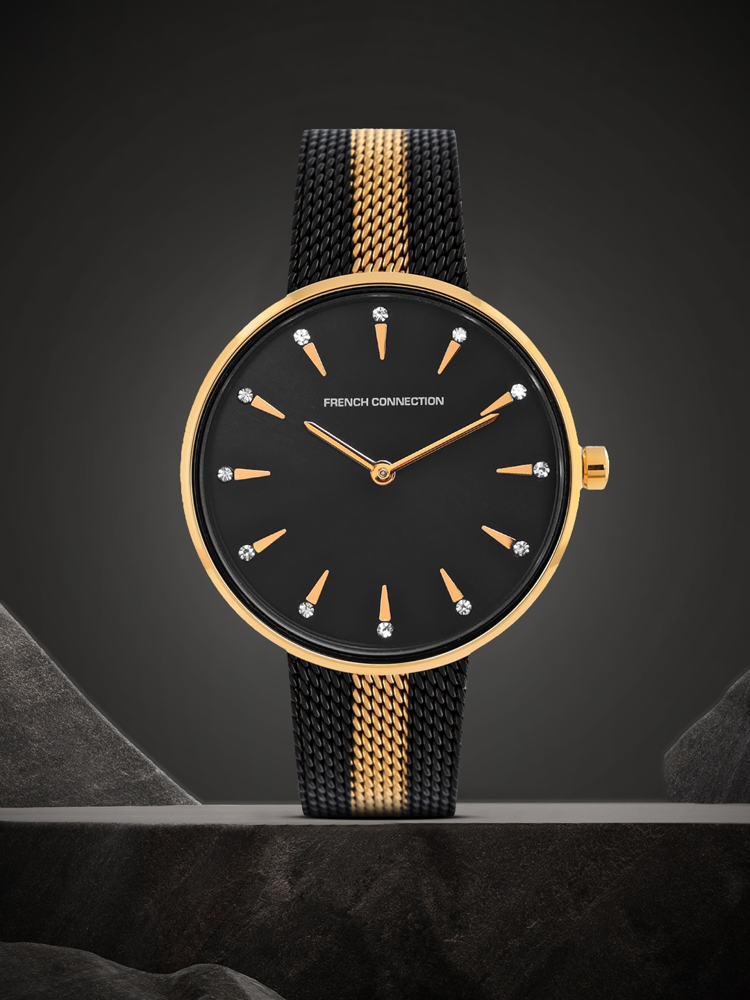 French Connection Women Black Embellished Dial & Black Stainless Steel Straps Analogue Watch FCL22-B
French Connection Women Black Embellished Dial & Black Stainless Steel Straps Analogue Watch FCL22-B