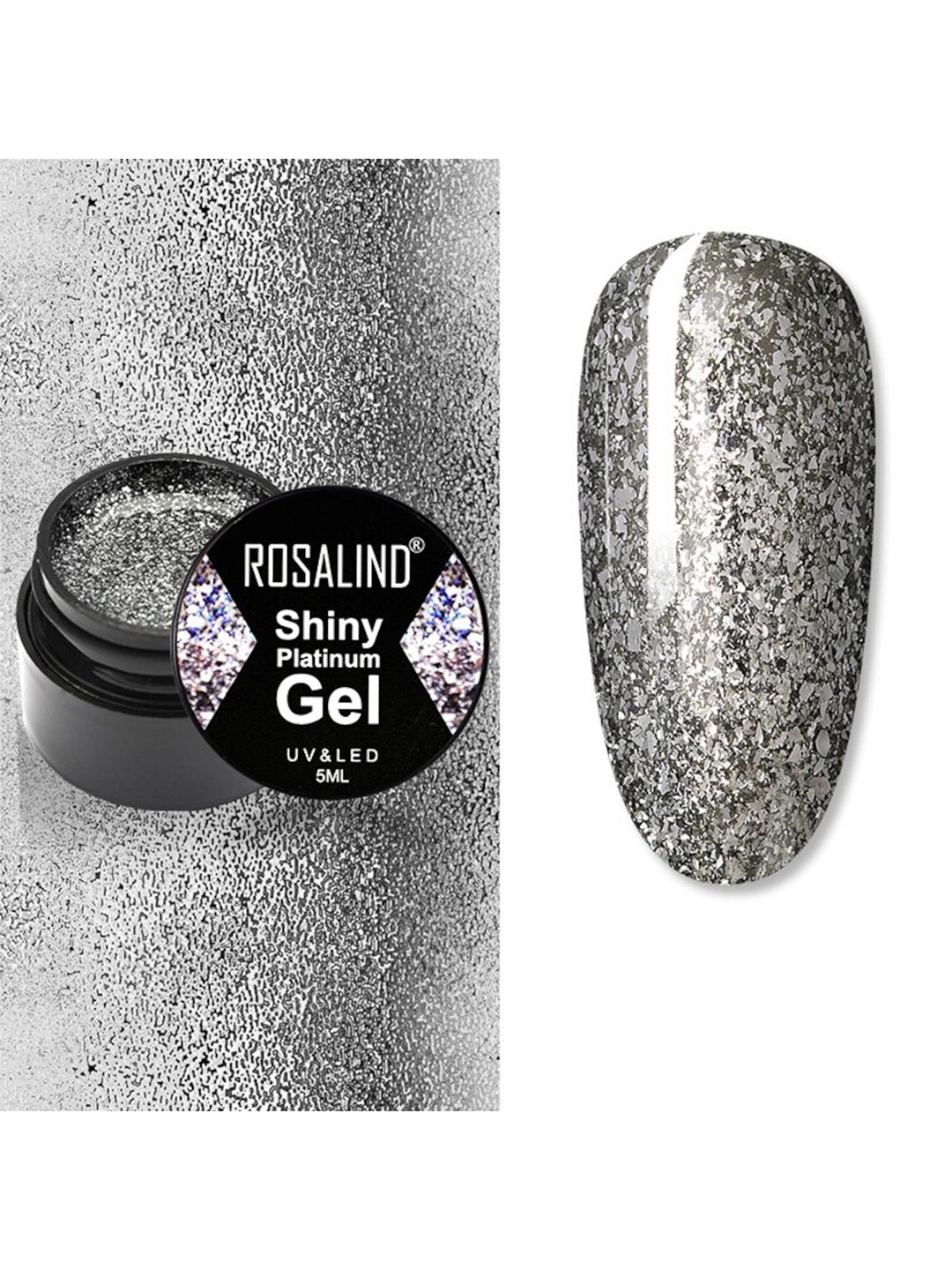 ROSALIND Shiny Platinum Hybrid Varnishes Soak-Off UV&LED Gel Nail Polish - Shade A403, Silver
ROSALIND Shiny Platinum Hybrid Varnishes Soak-Off UV&LED Gel Nail Polish - Shade A403, Silver