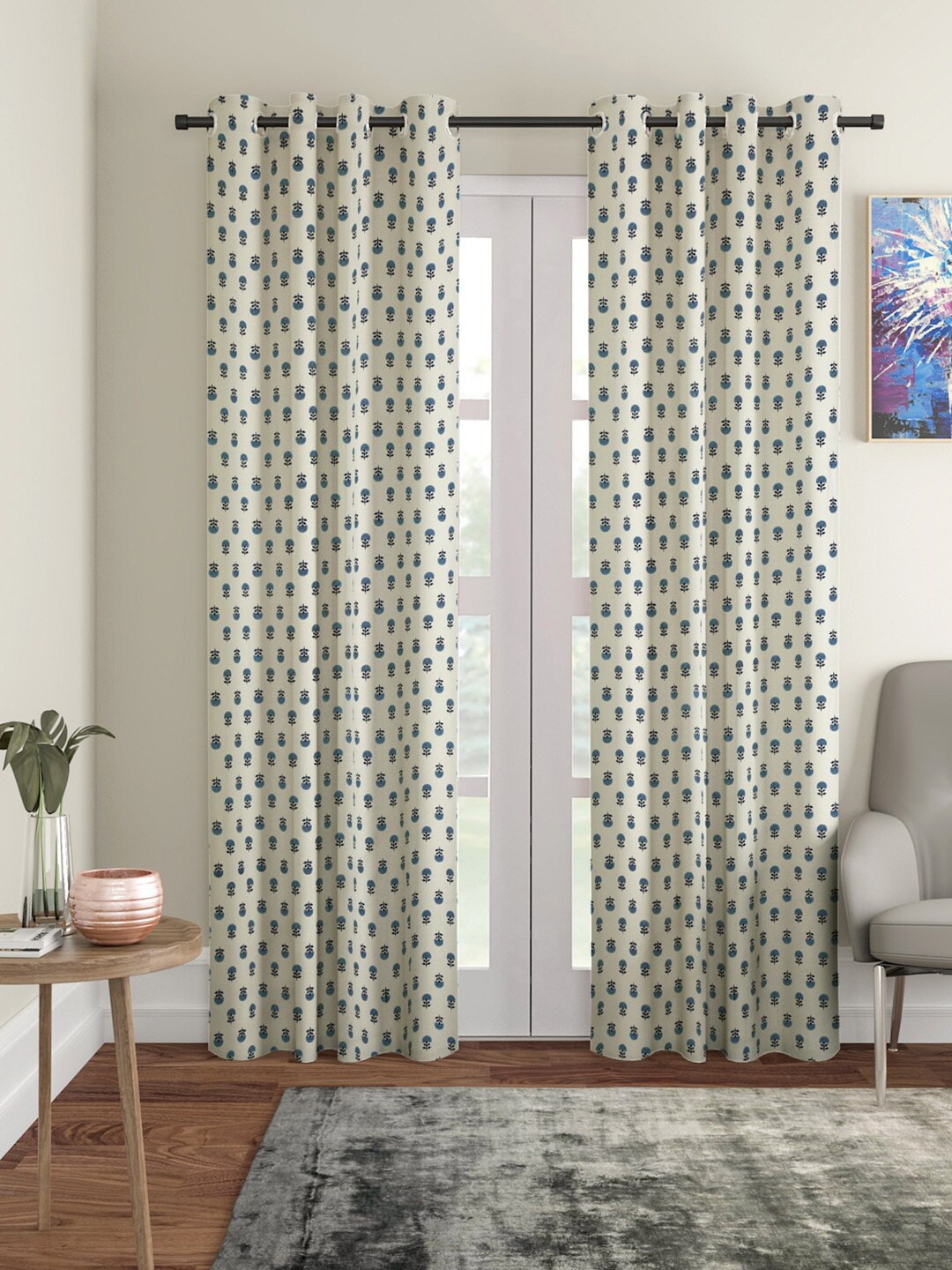 Rajasthan Decor Set of 2 White & Turquoise Blue Floral Room Darkening Long Door Curtain
Rajasthan Decor Set of 2 White & Turquoise Blue Floral Room Darkening Long Door Curtain