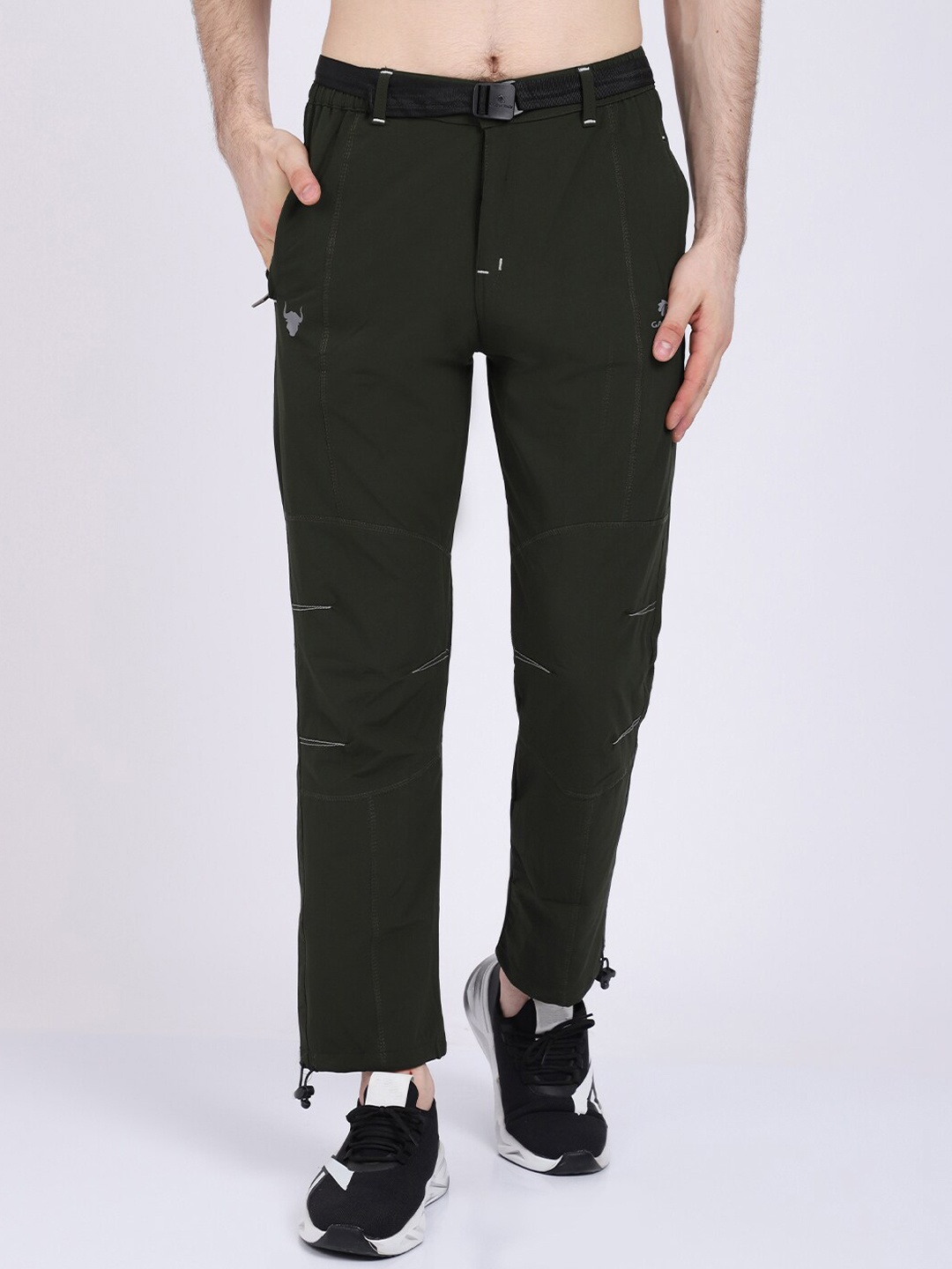 Gallus Men Olive-Green Solid Track Pants
