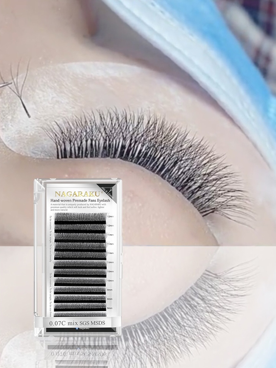 NAGARAKU W 4D Volume Premade Cluster 12 Rows Eyelash Extension - Curl C - 0.07/11, Black
NAGARAKU W 4D Volume Premade Cluster 12 Rows Eyelash Extension - Curl C - 0.07/11, Black