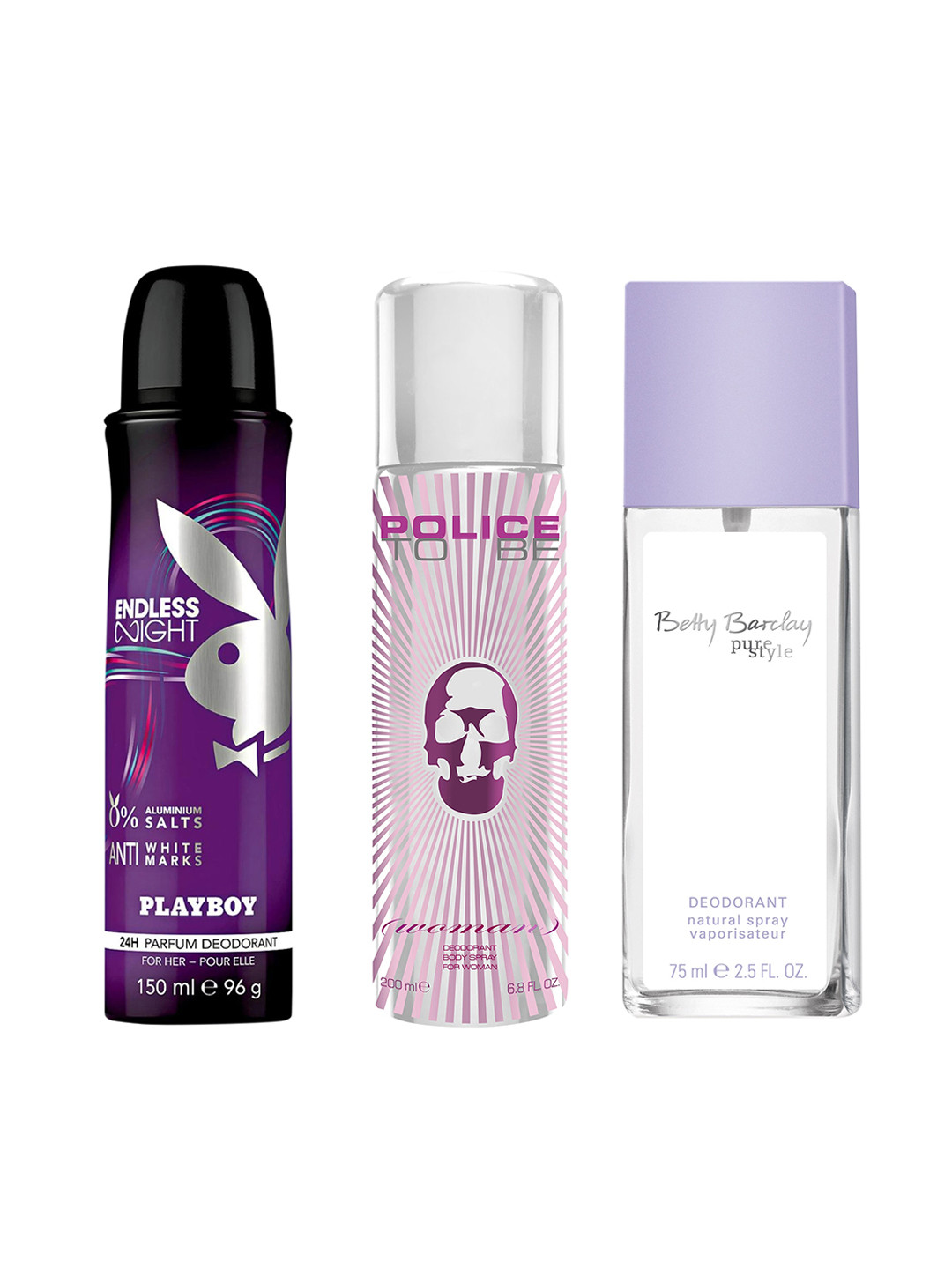 Playboy Women Set Of 3 Endless Night + Police To Be Woman + Betty Barclay Pure Style Deo, Transparent
Playboy Women Set Of 3 Endless Night + Police To Be Woman + Betty Barclay Pure Style Deo, Transparent