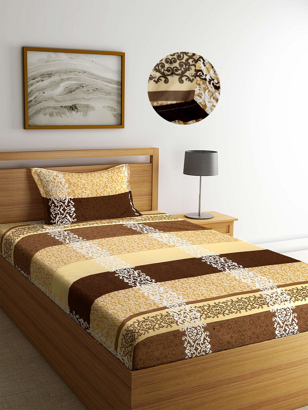 Arrabi Multicoloured Ethnic Motifs 300 TC Single Bedsheet with 1 Pillow Covers, Multi
Arrabi Multicoloured Ethnic Motifs 300 TC Single Bedsheet with 1 Pillow Covers, Multi