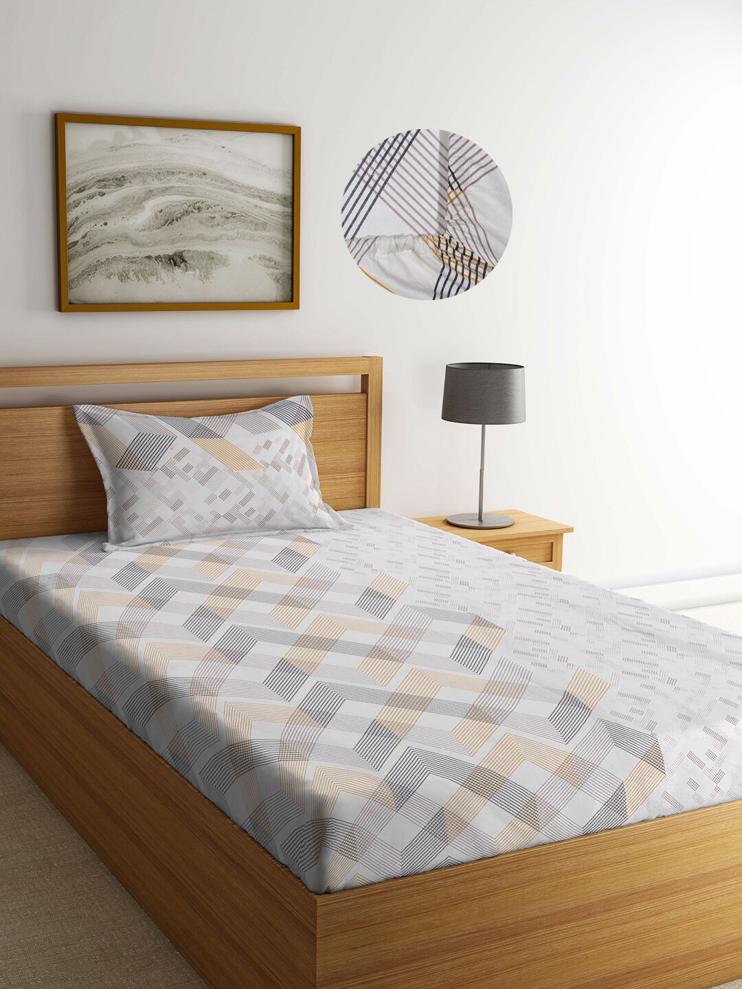Arrabi Multicoloured 300 TC Single Graphic Cotton Bedsheet with 1 Pillow Cover, Multi
Arrabi Multicoloured 300 TC Single Graphic Cotton Bedsheet with 1 Pillow Cover, Multi