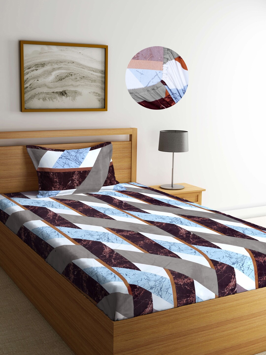 Arrabi Multicoloured Geometric 300 TC Single Fitted Bedsheet with 1 Pillow Cover, Multi
Arrabi Multicoloured Geometric 300 TC Single Fitted Bedsheet with 1 Pillow Cover, Multi