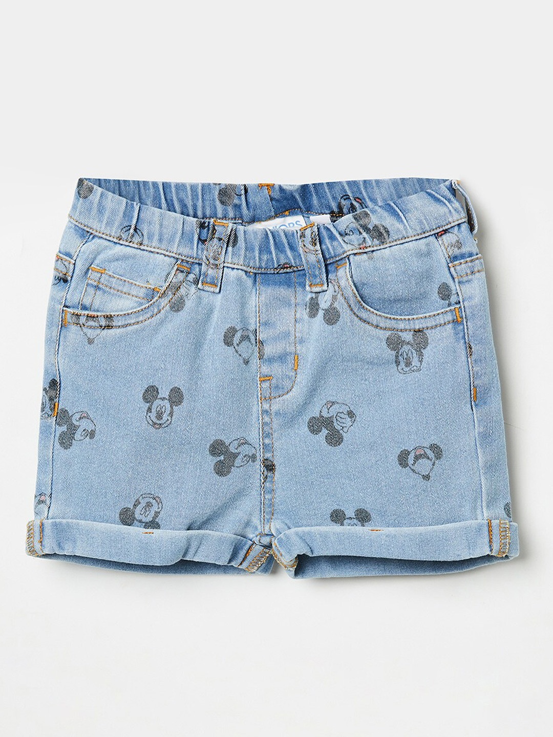 Juniors by Lifestyle Girls Blue Mickey Mouse Printed Denim Shorts