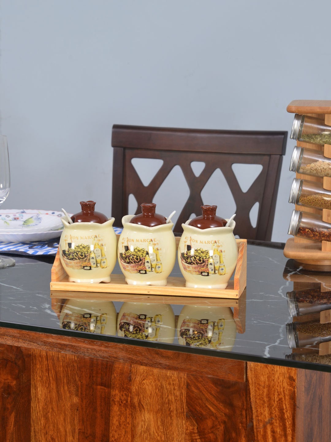 Athome by Nilkamal Set Of 3 Brown & Cream-Colored Printed Canister Jar With Tray & Spoon
Athome by Nilkamal Set Of 3 Brown & Cream-Colored Printed Canister Jar With Tray & Spoon