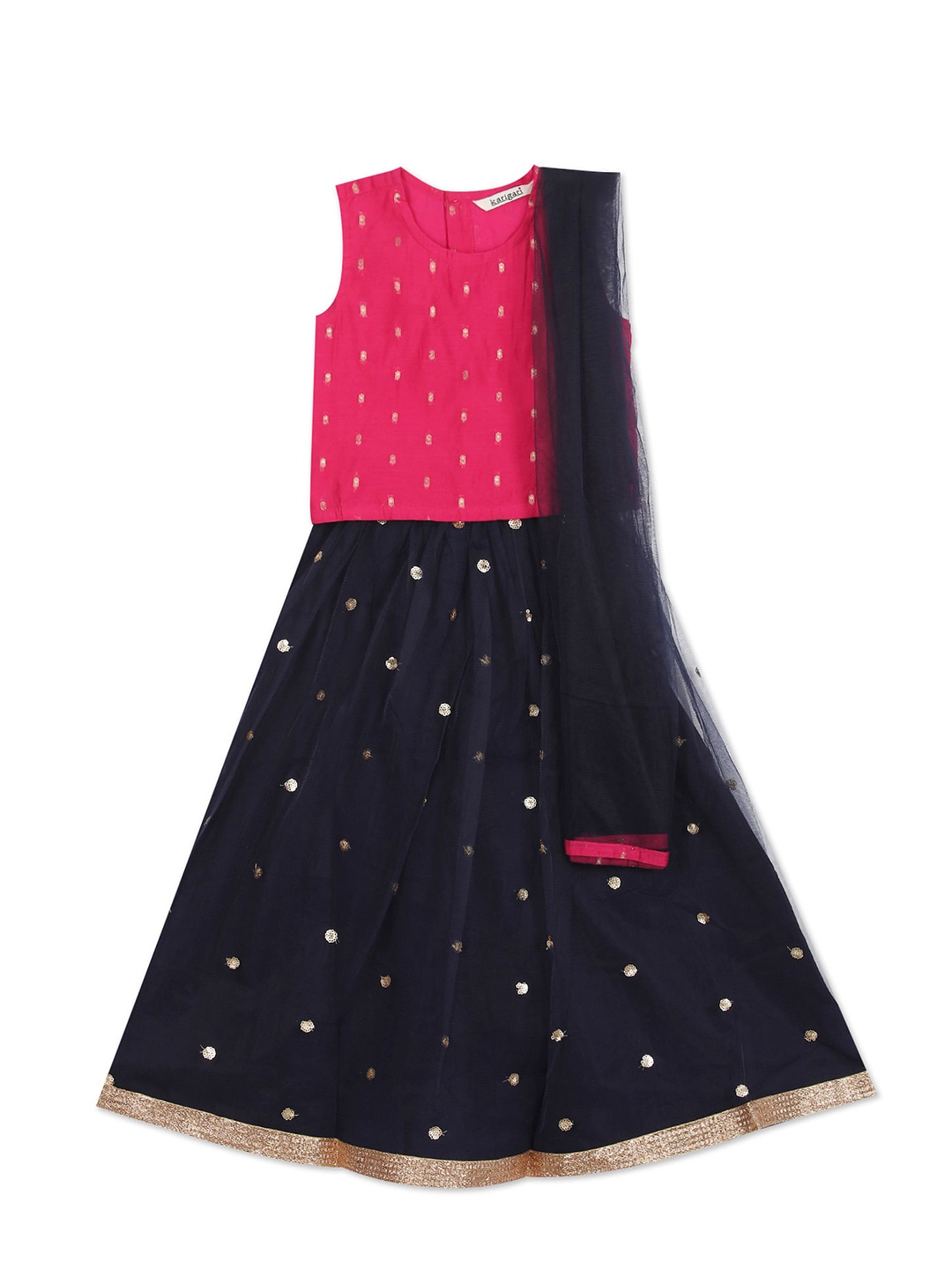 Karigari Girls Assorted Sequinned Ready to Wear Lehenga & Blouse With Dupatta