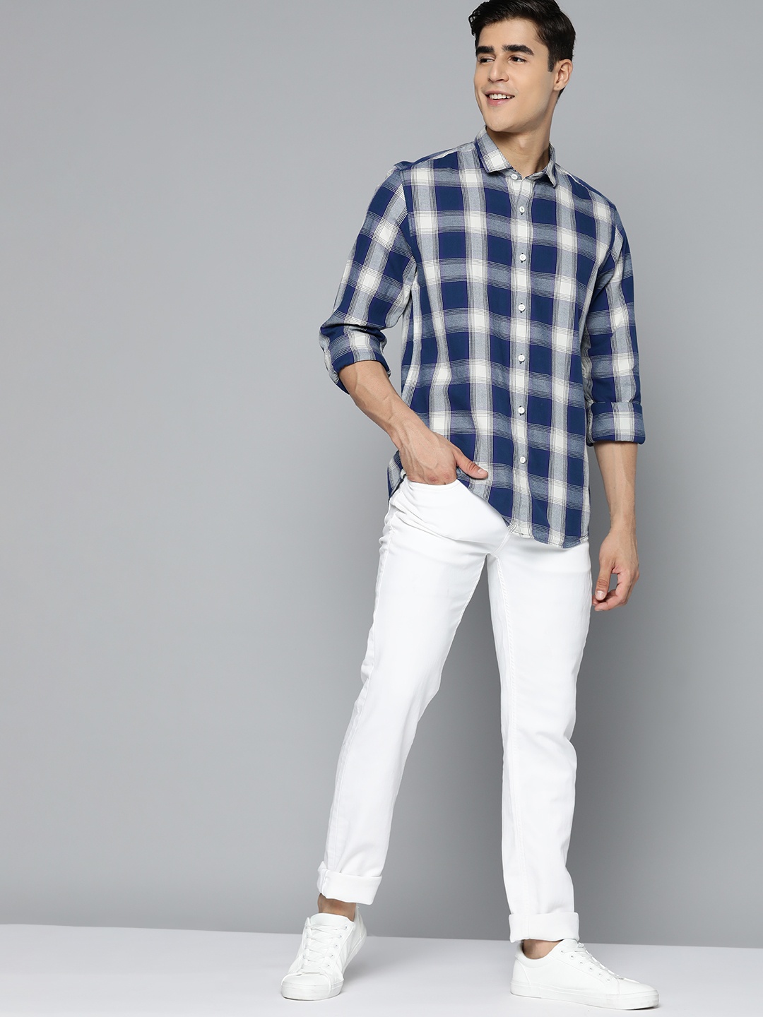 M&H Our Water Men Navy Blue & White Pure Cotton Tartan Checks Sustainable Casual Shirt
M&H Our Water Men Navy Blue & White Pure Cotton Tartan Checks Sustainable Casual Shirt